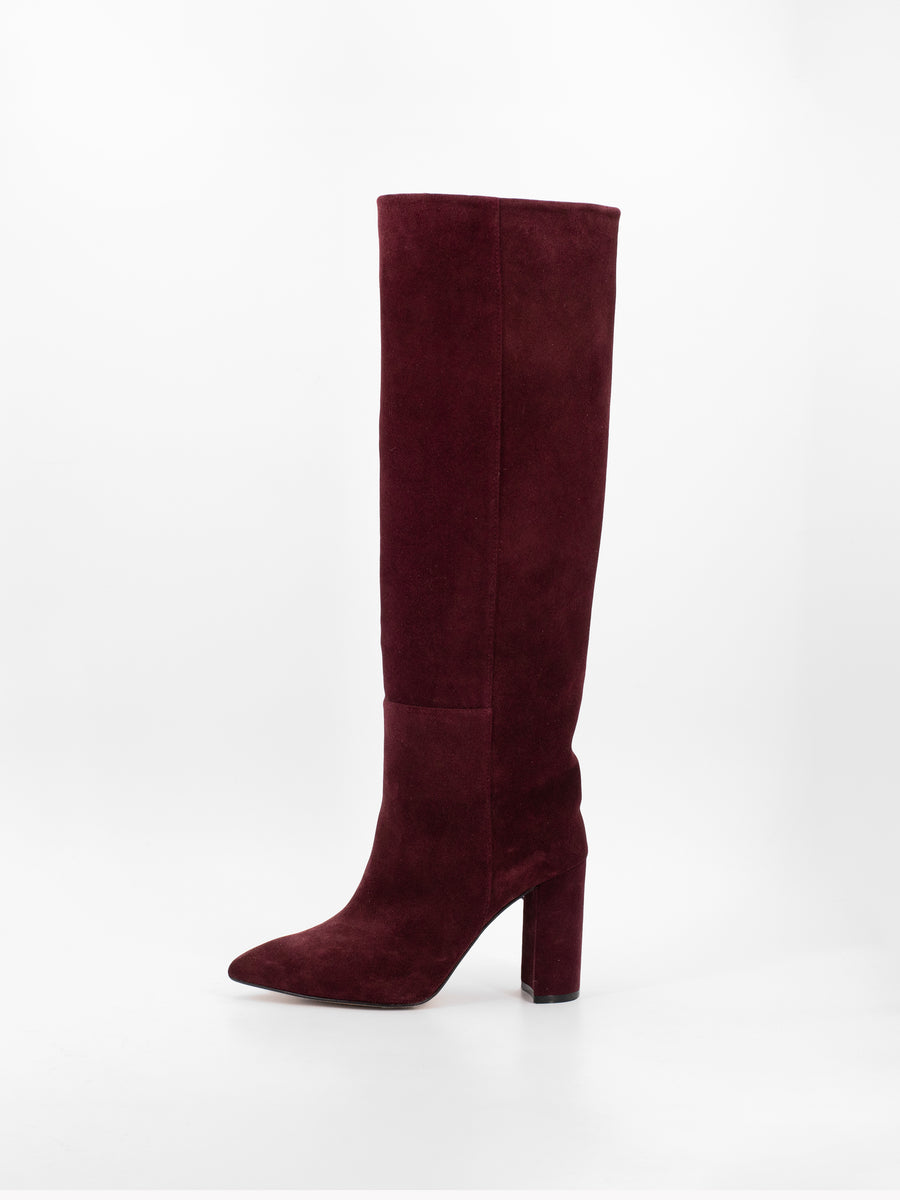 BURGUNDY SUEDE KNEE-HIGH BOOTS – Toral