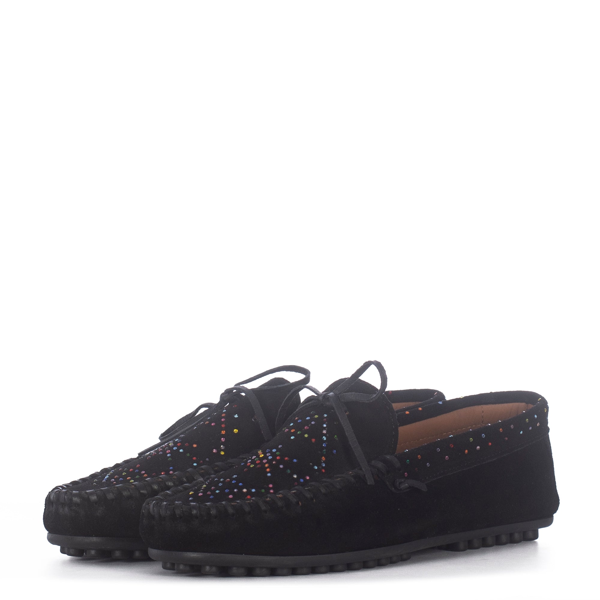 QUECHUA BLACK LOAFERS MULTICOLORED STRASS