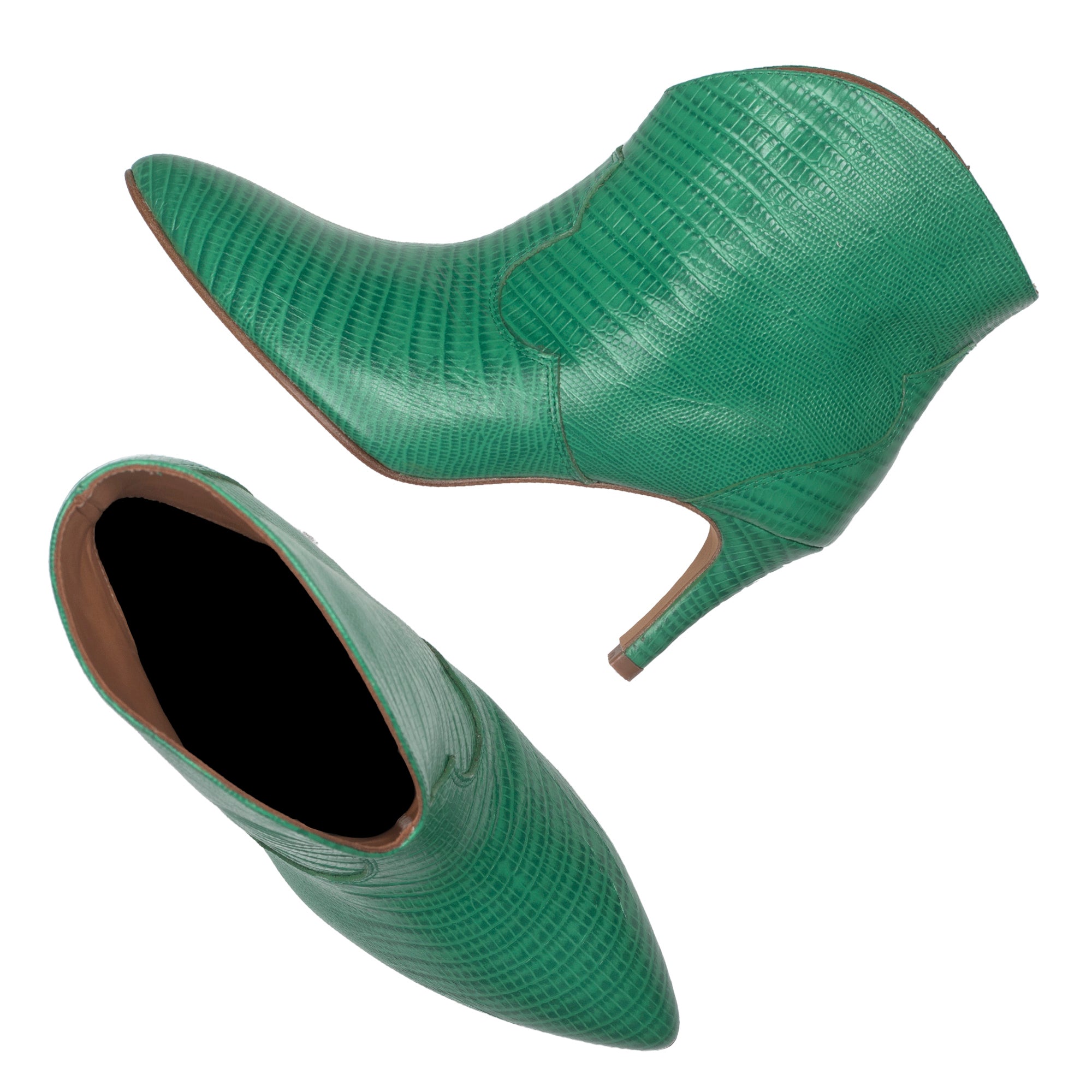 SELENE GREEN ANKLE BOOTS WITH ANIMAL PRINT