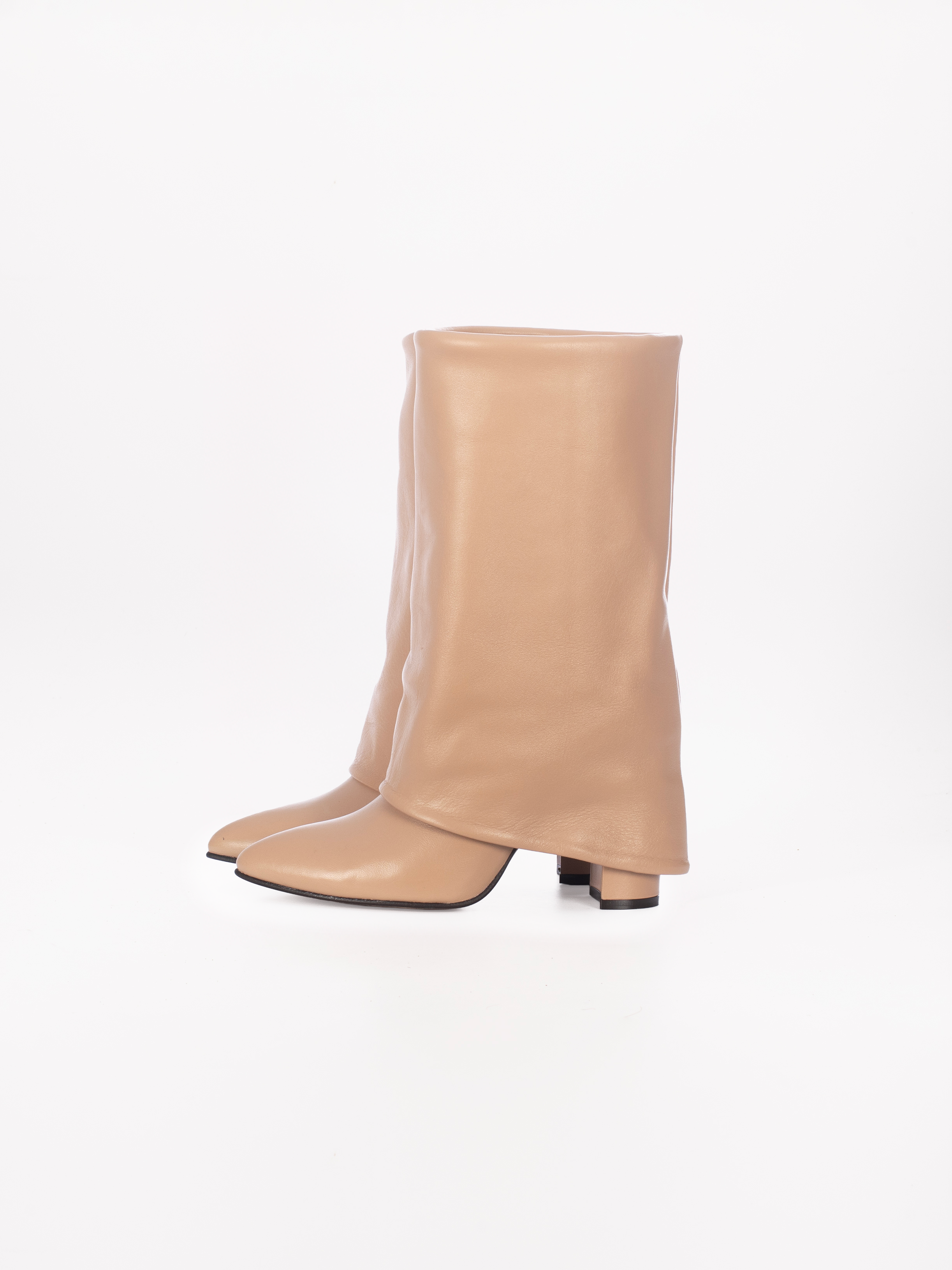 BERTA CREAM LEATHER BOOTS
