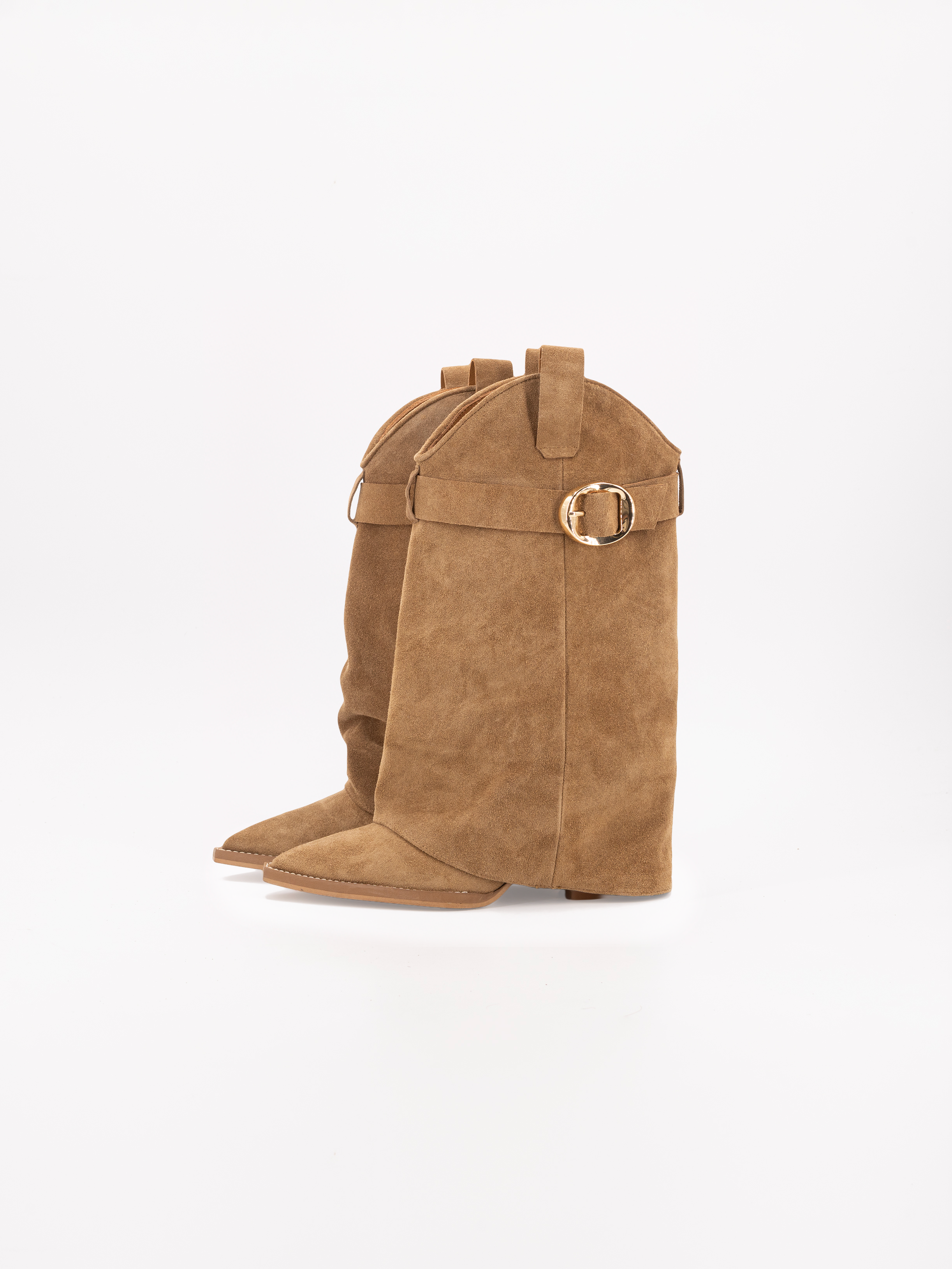 FOLK TAN SUEDE BUCKLE BOOTS