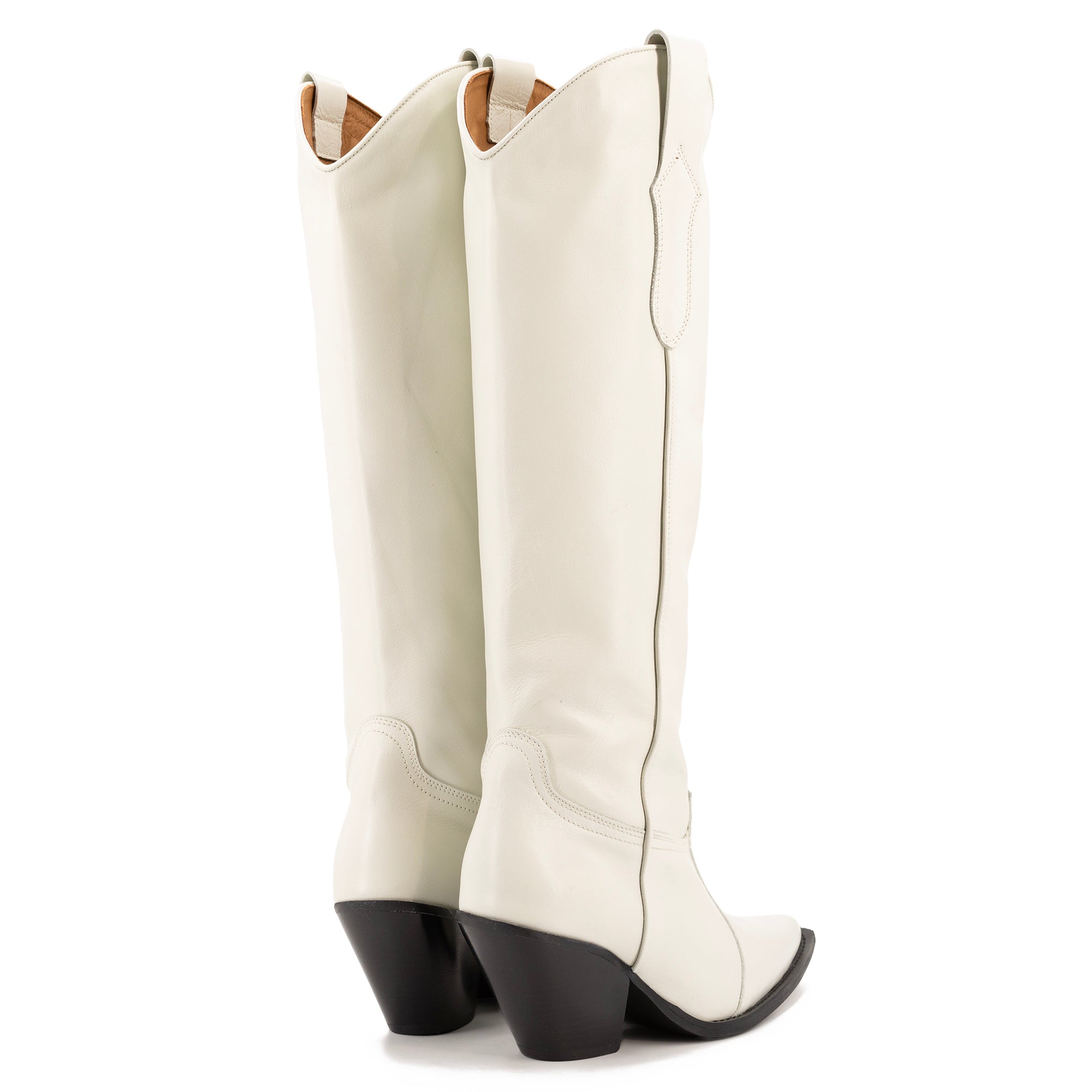 TORAL OFF-WHITE LEATHER KNEE-HIGH BOOTS