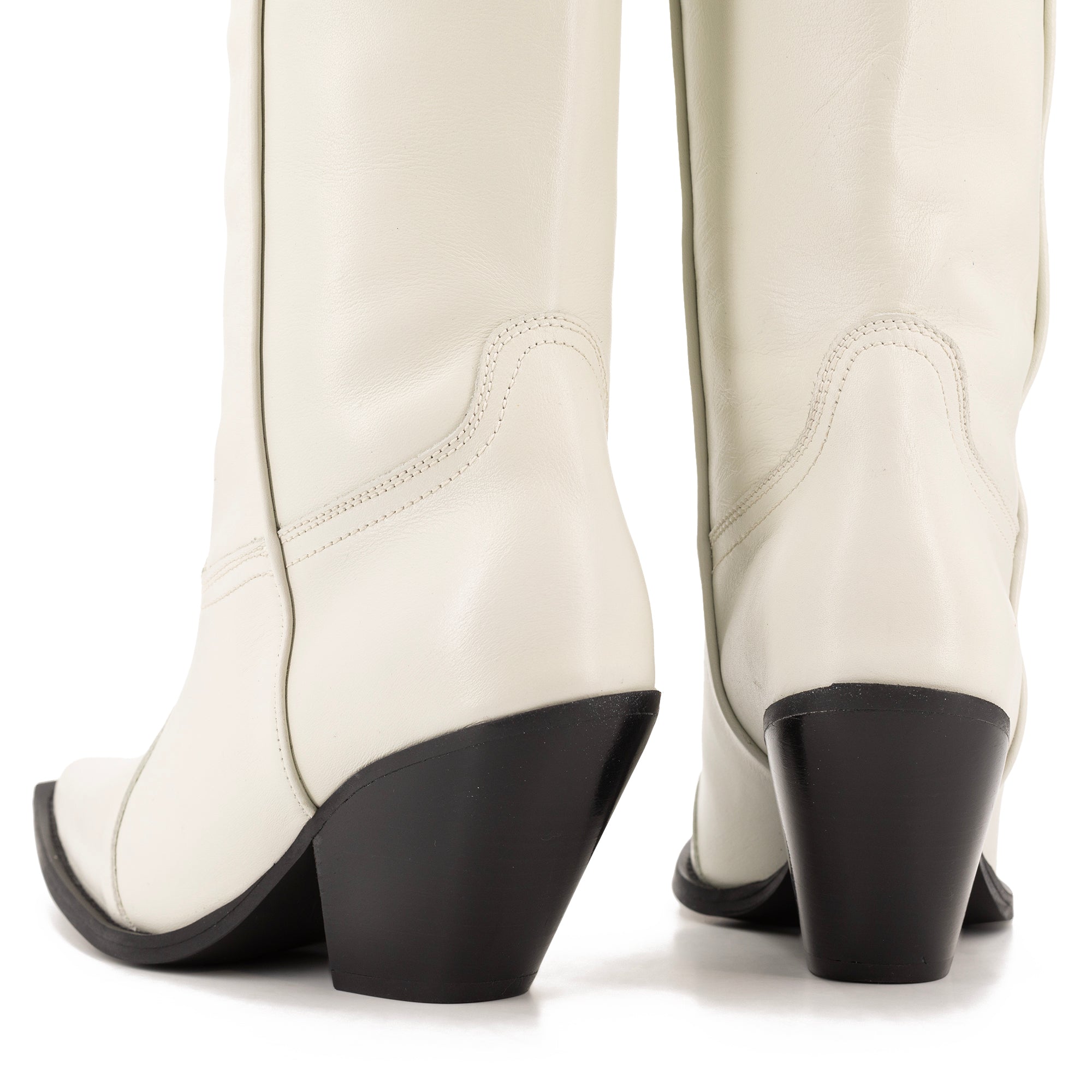 TORAL OFF-WHITE LEATHER KNEE-HIGH BOOTS