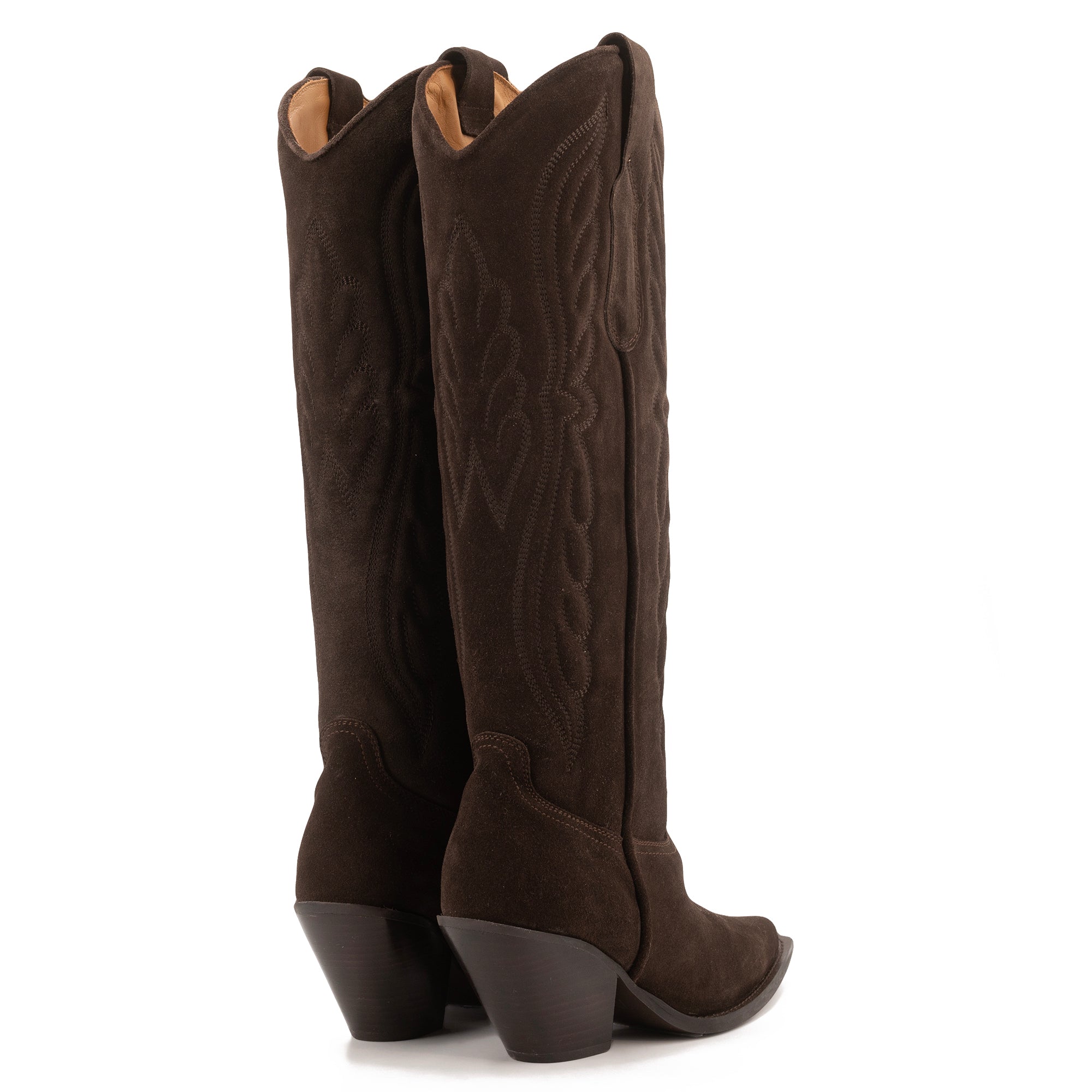 BROWN KNEE-HIGH SUEDE BOOTS