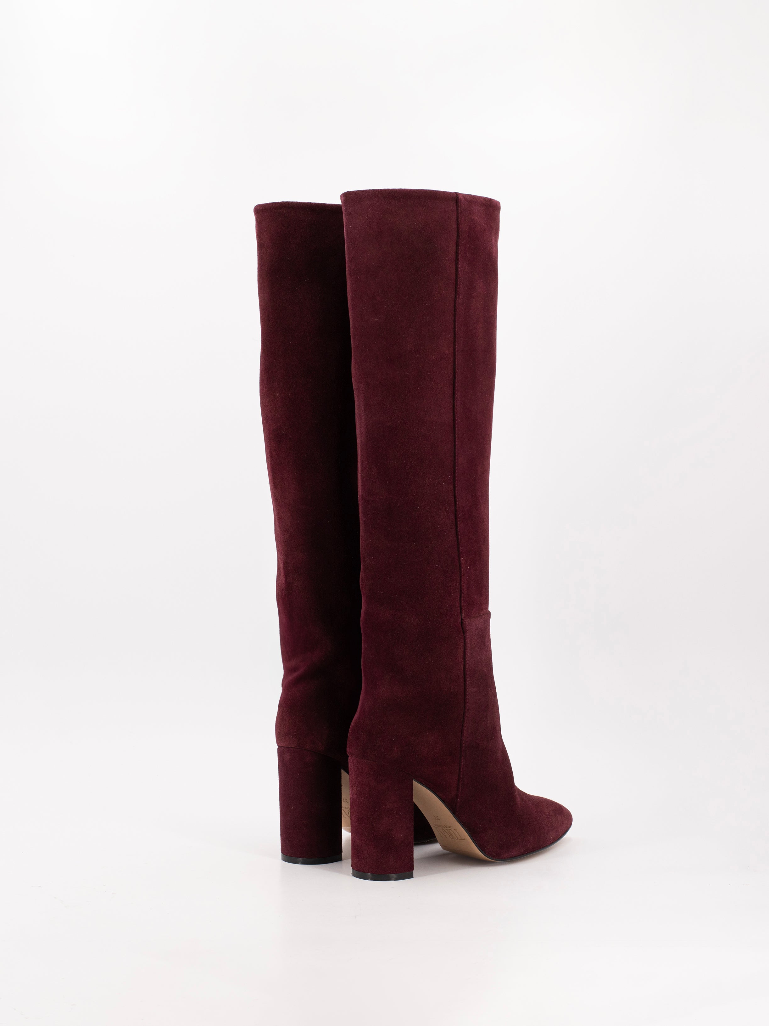 BURGUNDY SUEDE KNEE-HIGH BOOTS