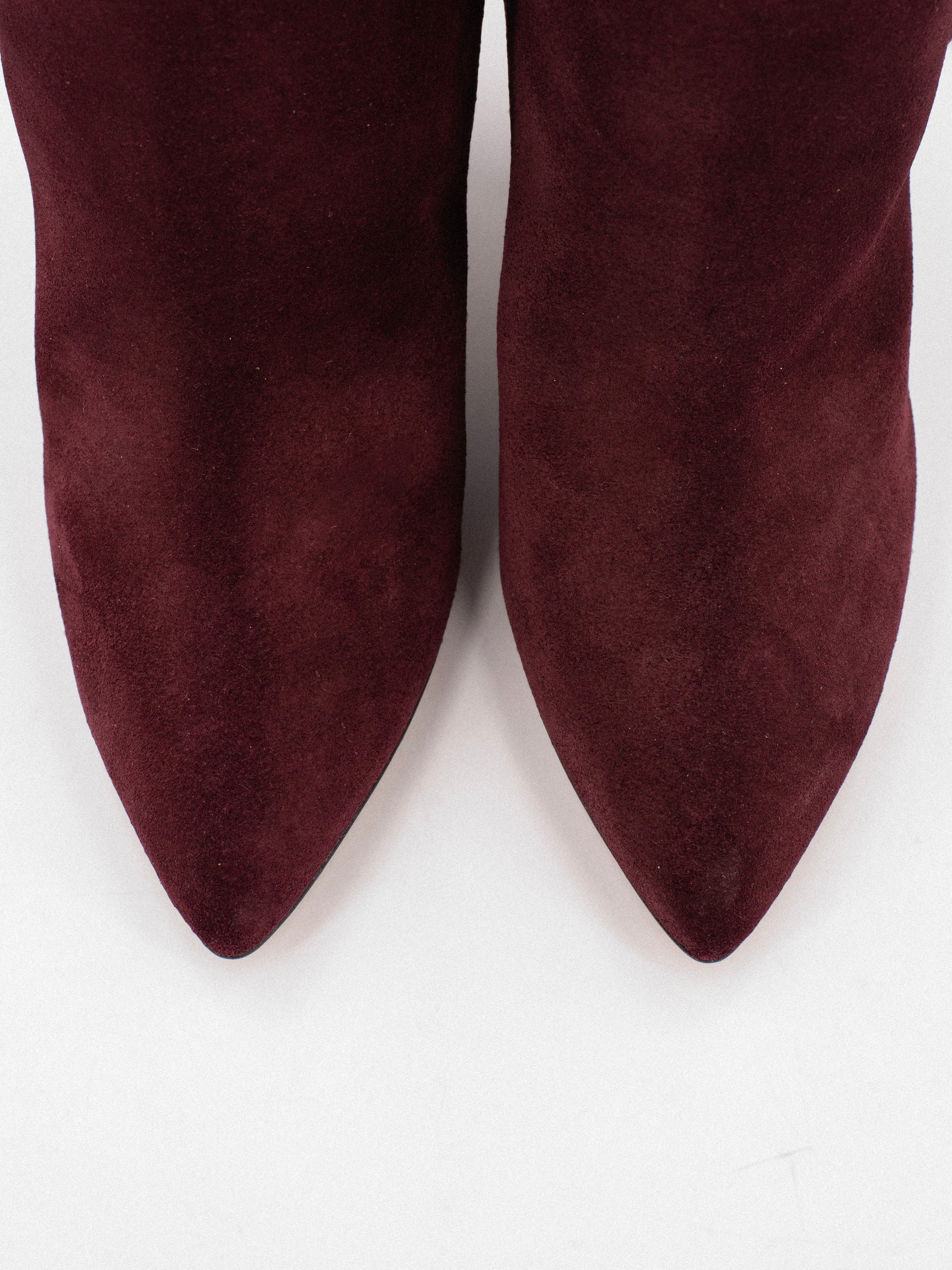 BURGUNDY SUEDE KNEE-HIGH BOOTS