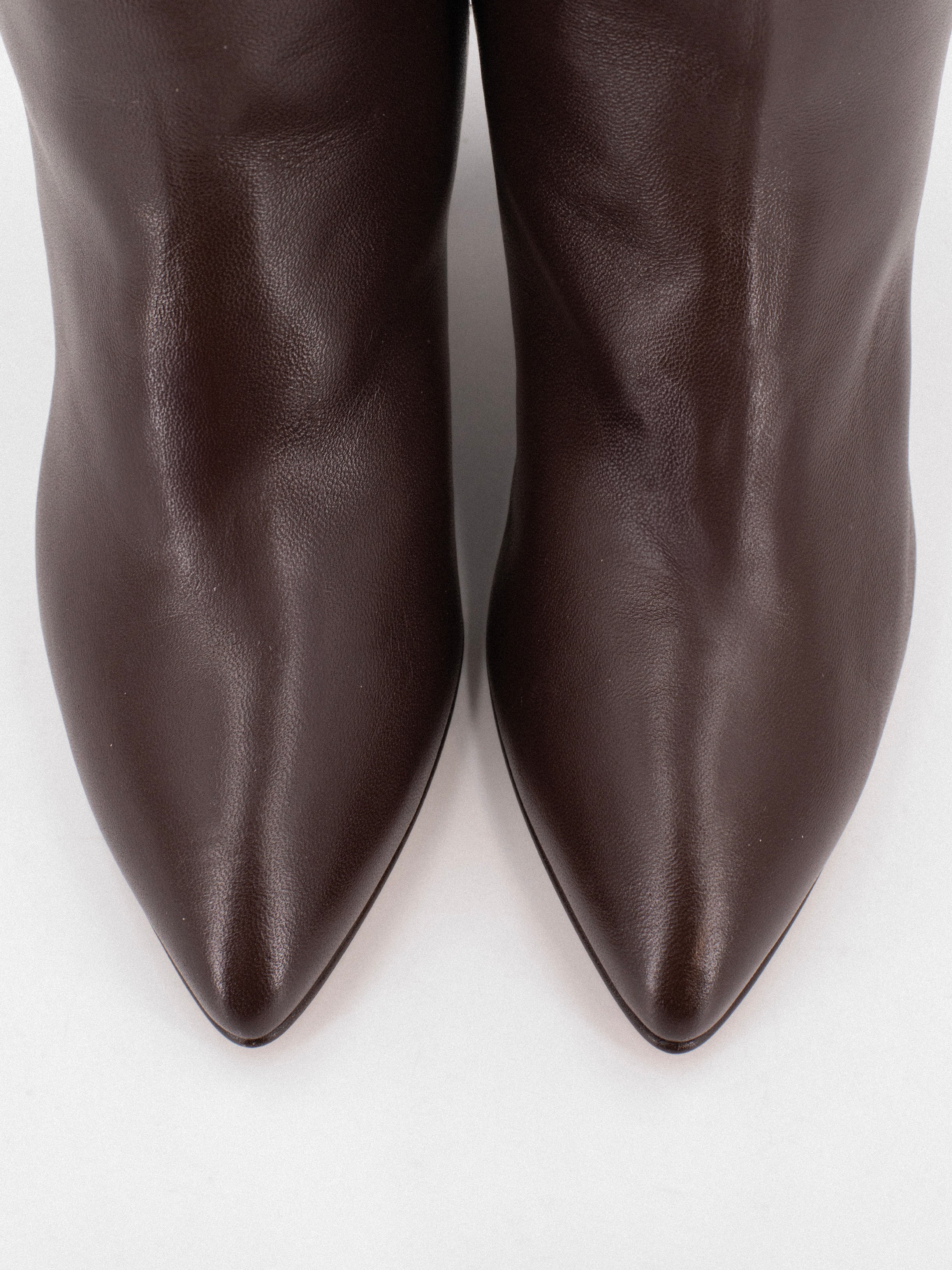 DARK BROWN LEATHER KNEE-HIGH BOOTS