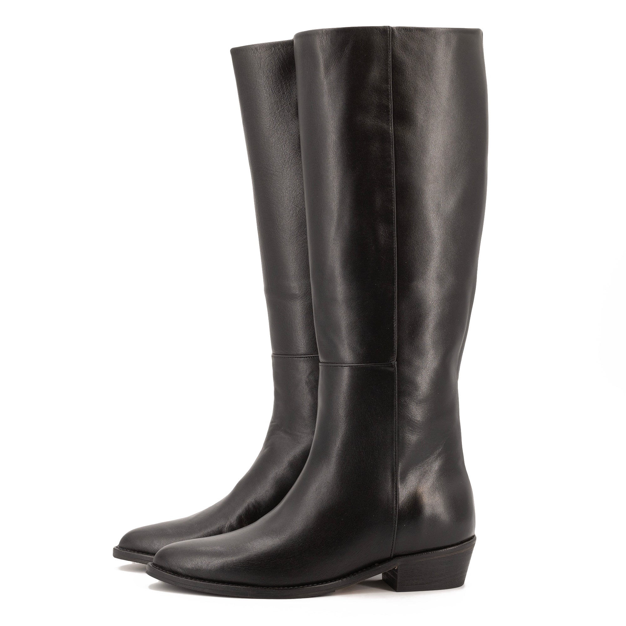 TORAL BLACK LEATHER KNEE-HIGH BOOTS