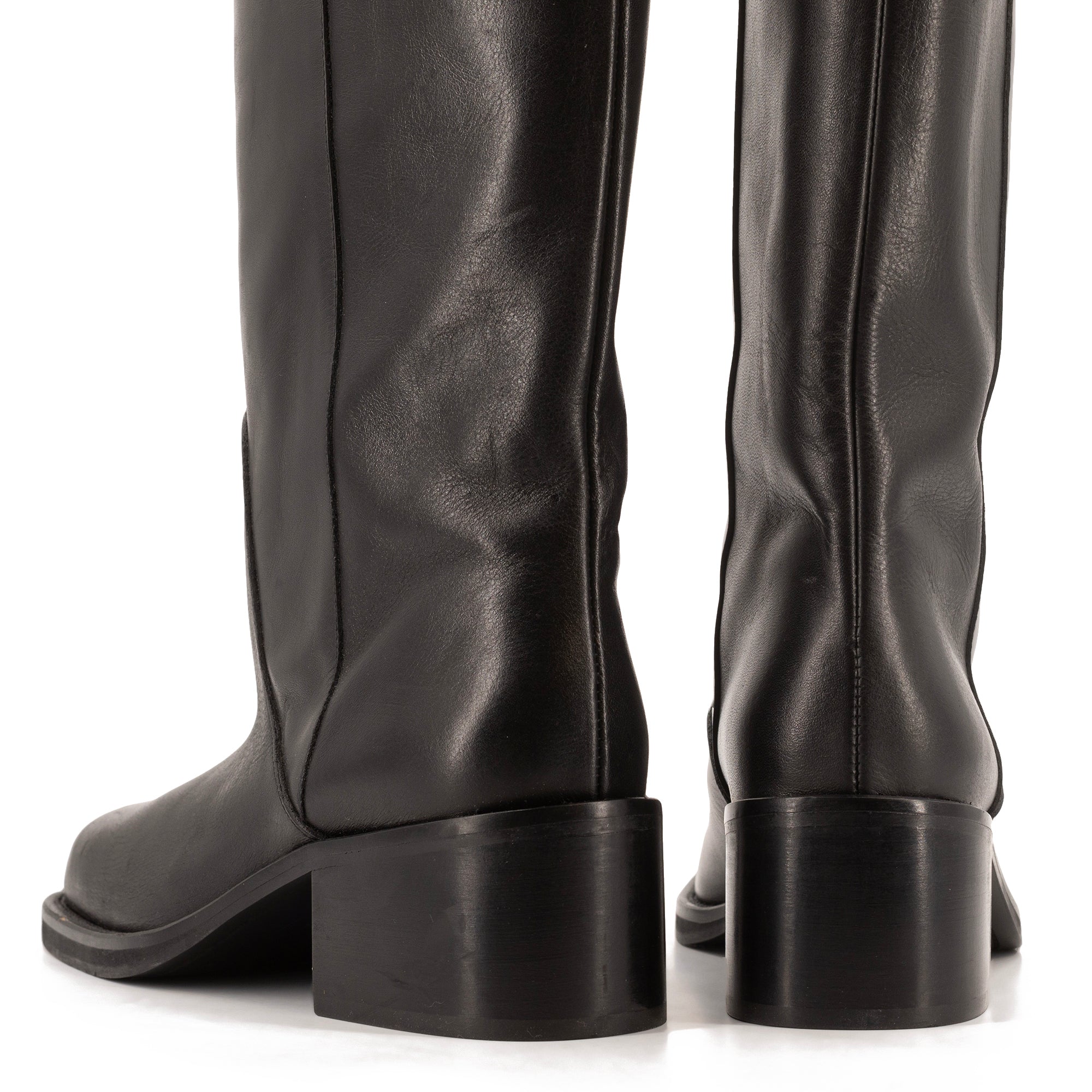 TORAL BLACK LEATHER KNEE-HIGH BOOTS