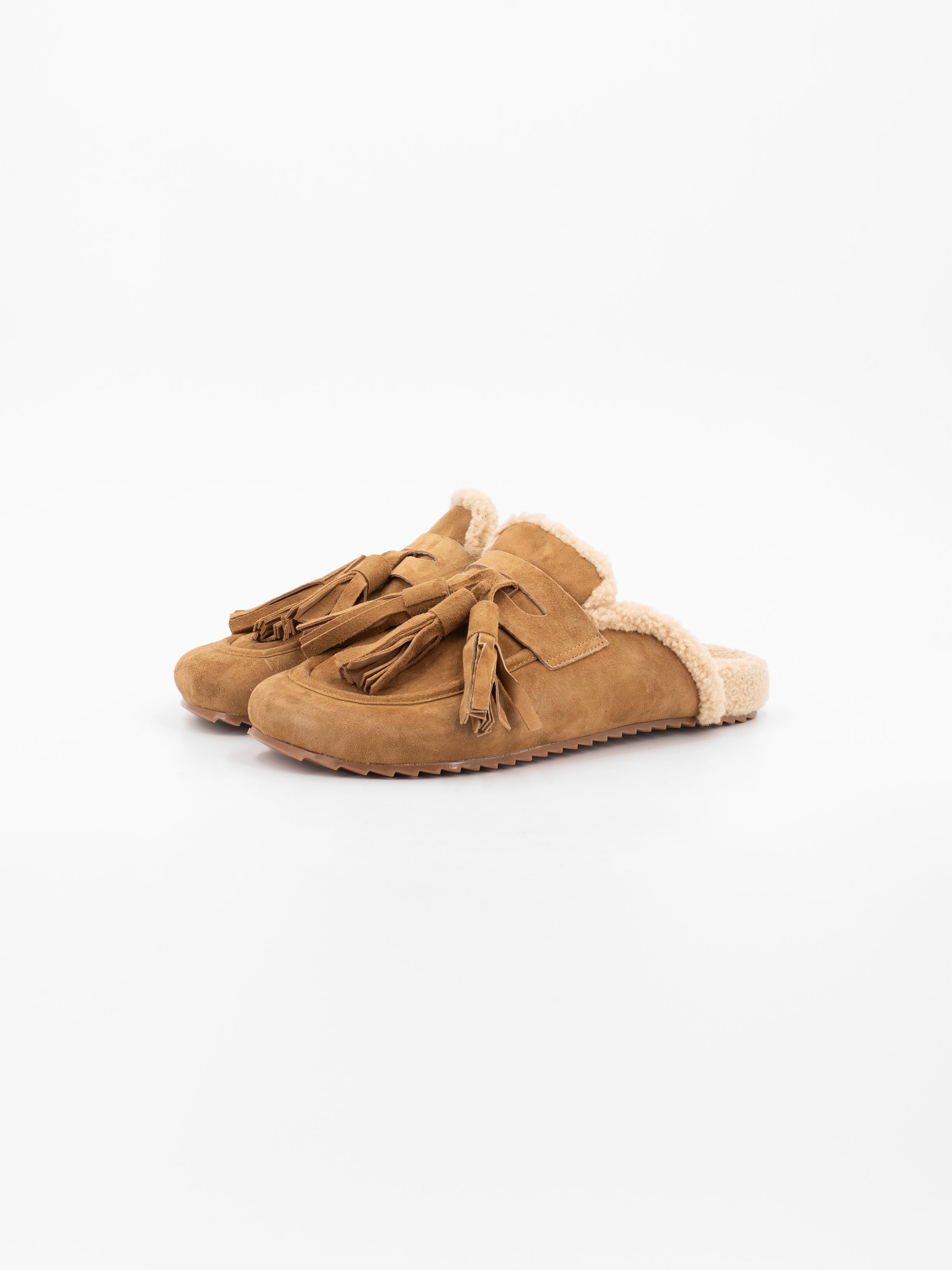 ARIANA SUEDE MULE WITH TASSELS