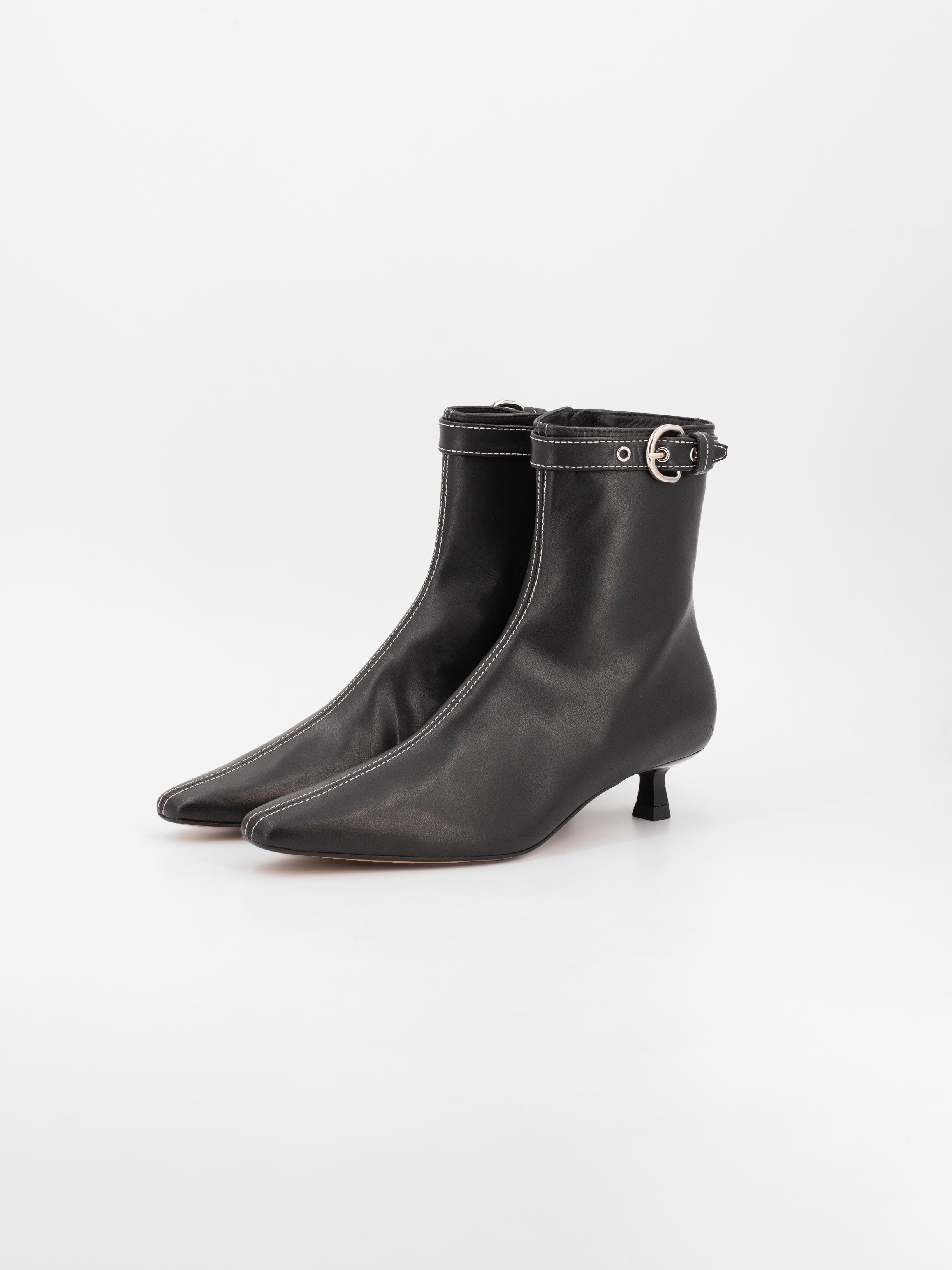 CADENCE BLACK LEATHER ANKLE BOOT
