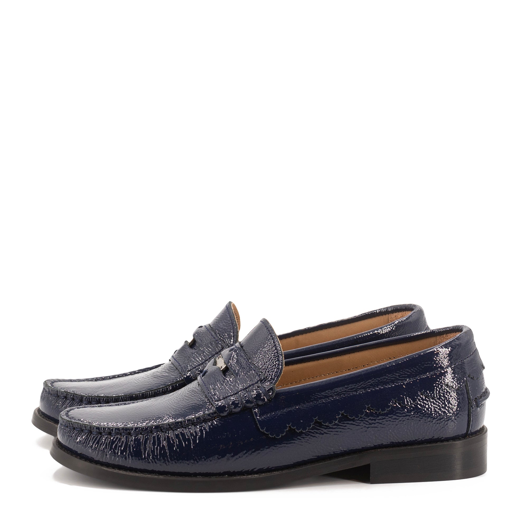 COIN BLUE PATENT LEATHER LOAFERS