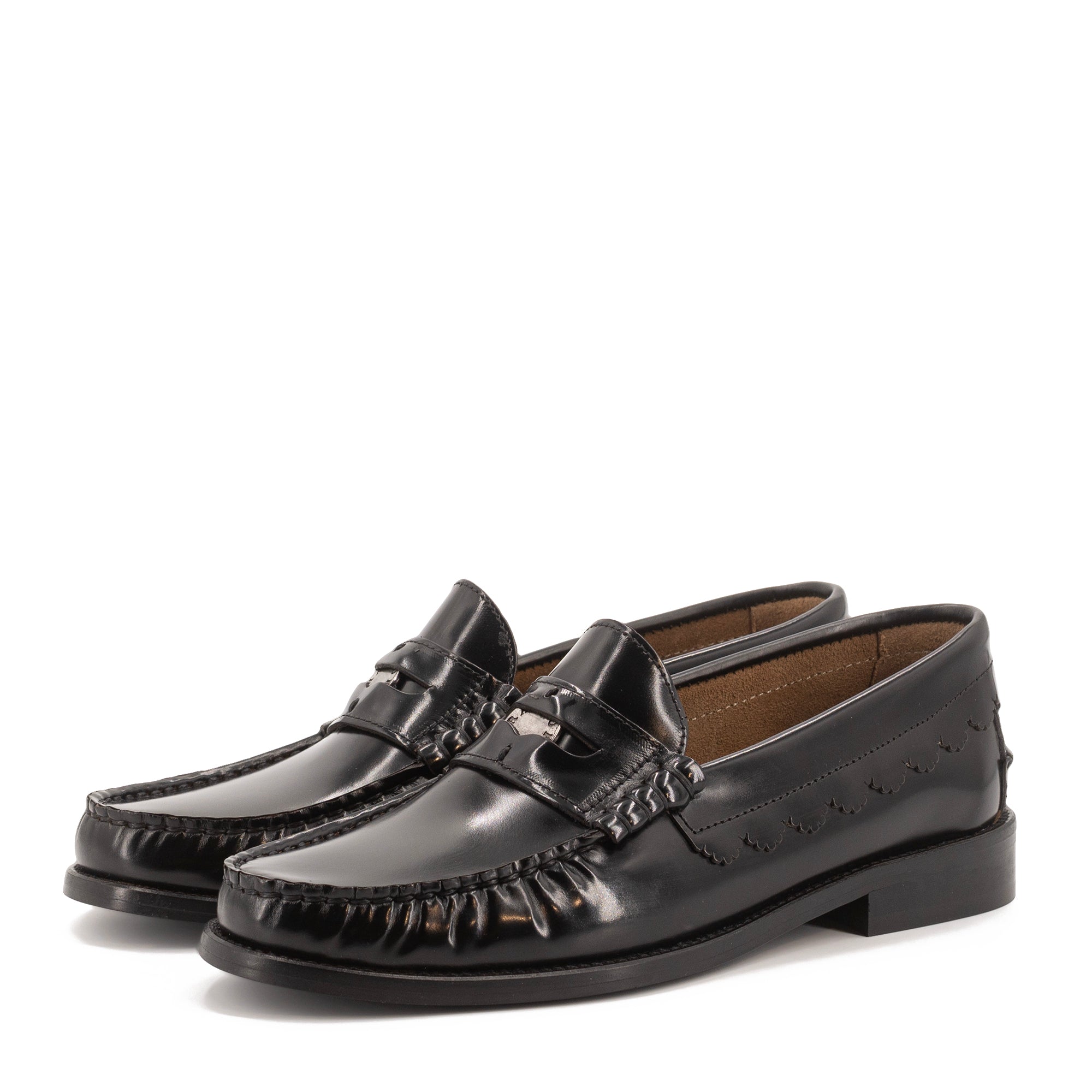 COIN BLACK LEATHER LOAFERS