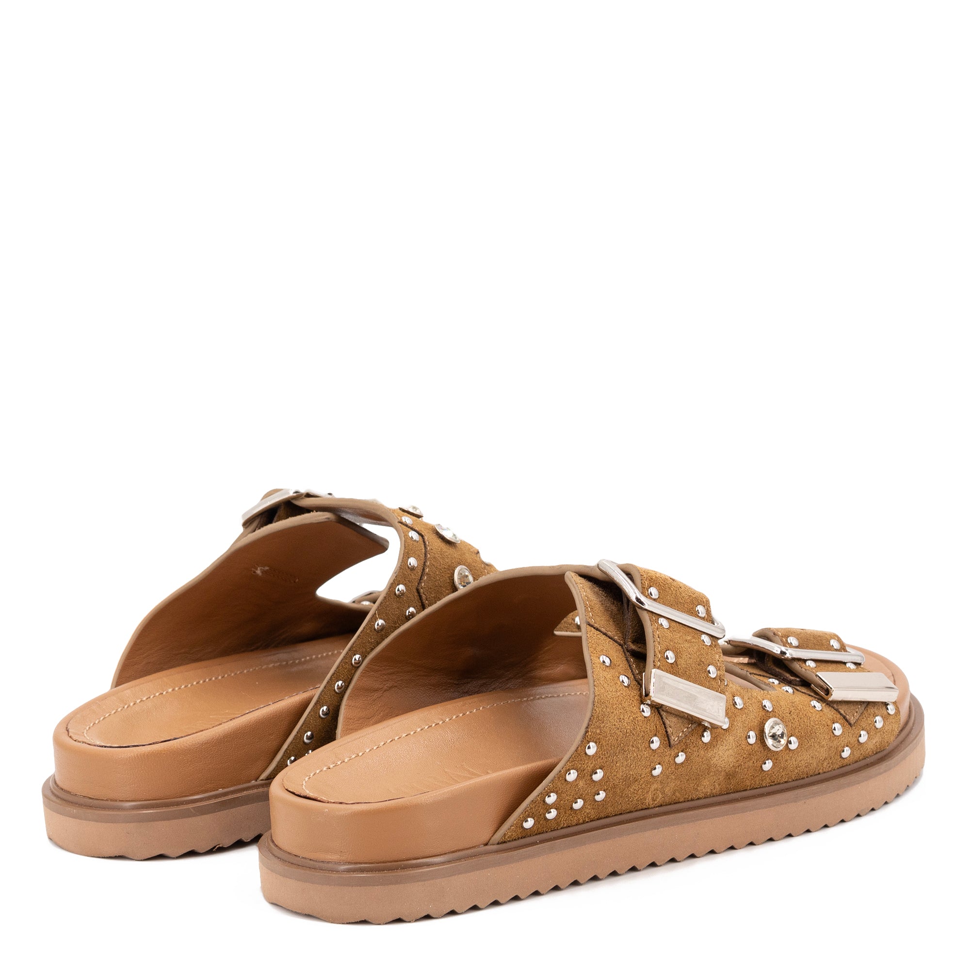 MARTA CAMEL STUDDED SANDALS