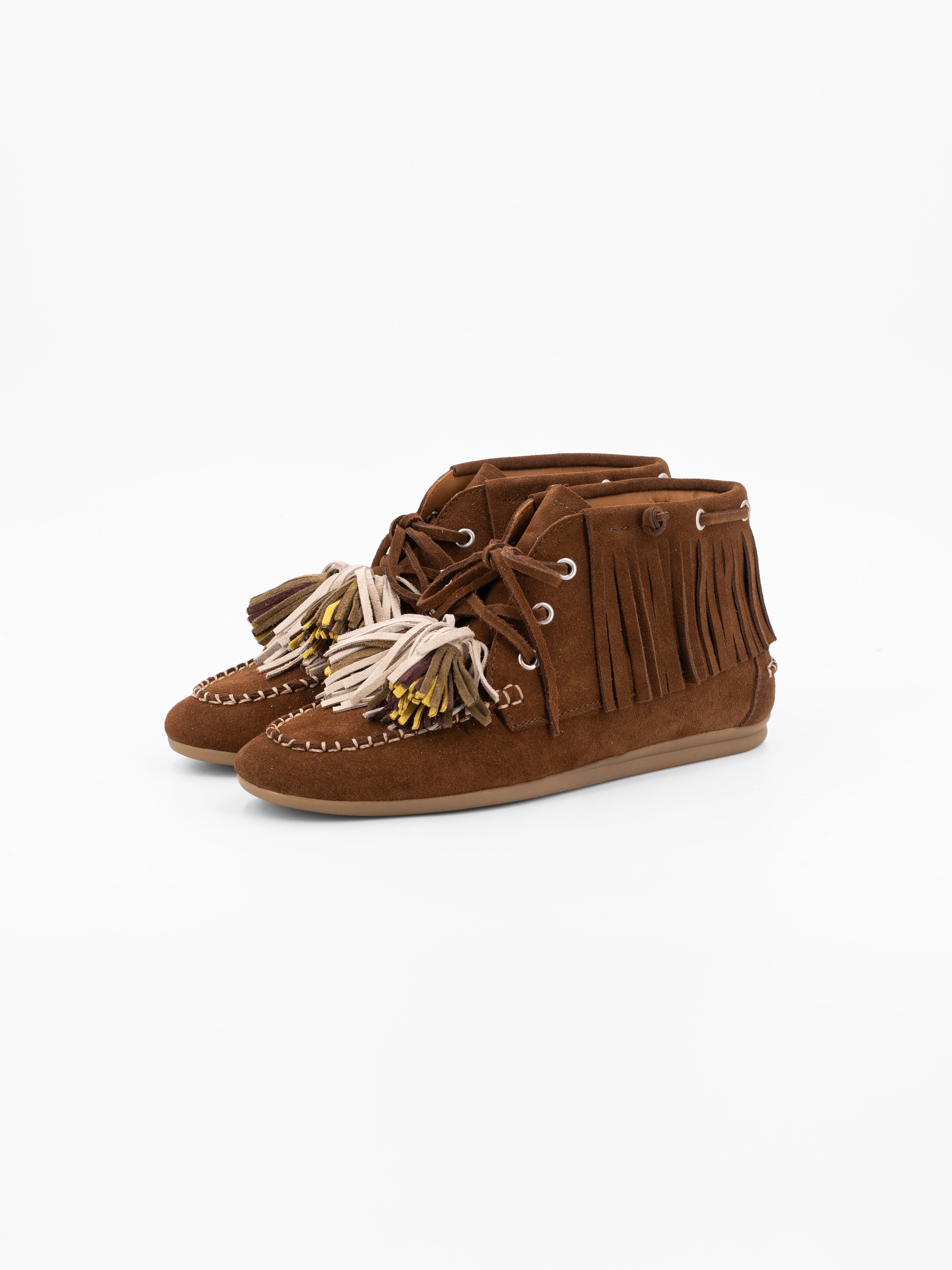 MAUSI FRINGE SUEDE ANKLE MOCCASIN