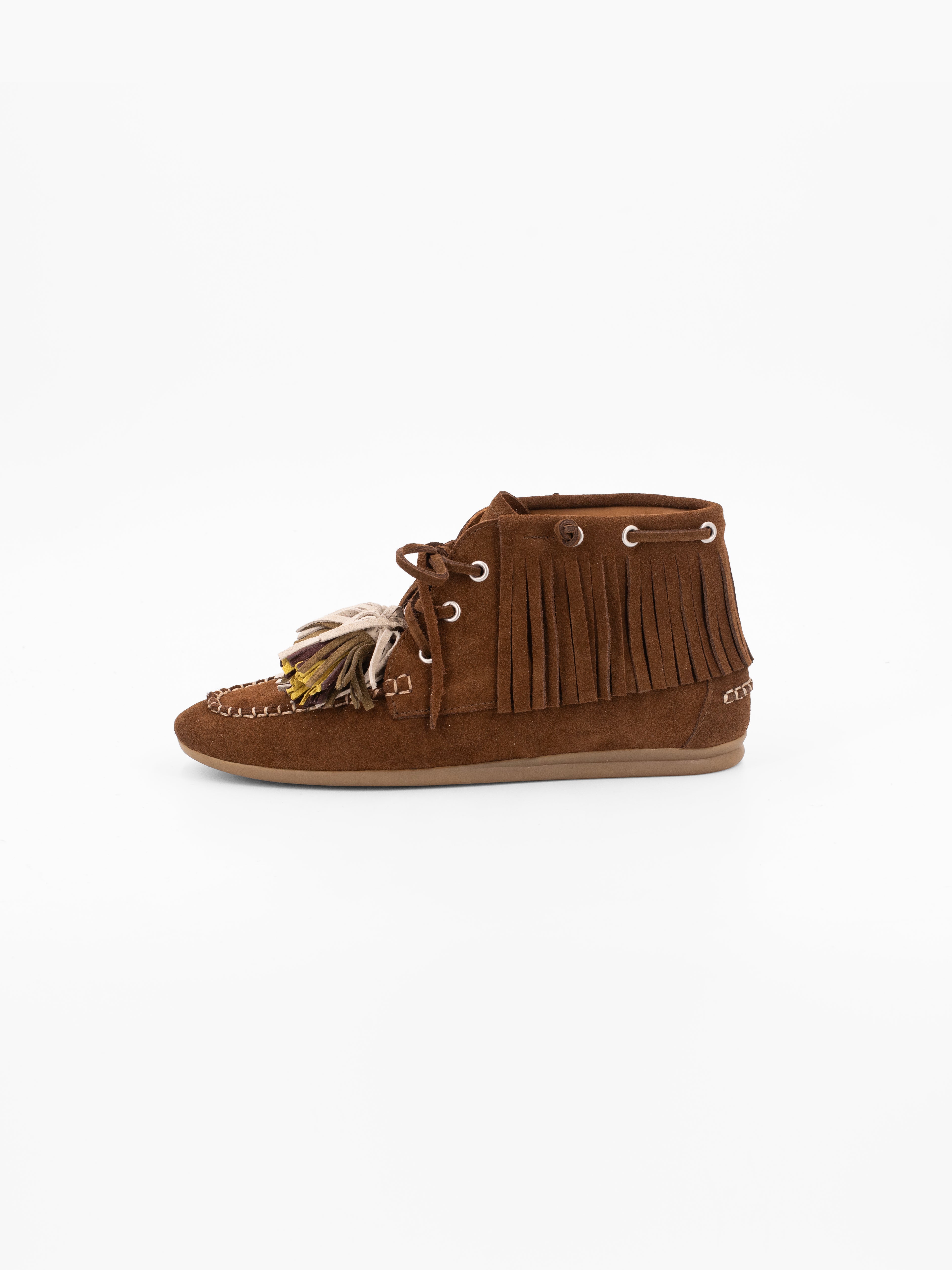 MAUSI FRINGE SUEDE ANKLE MOCCASIN