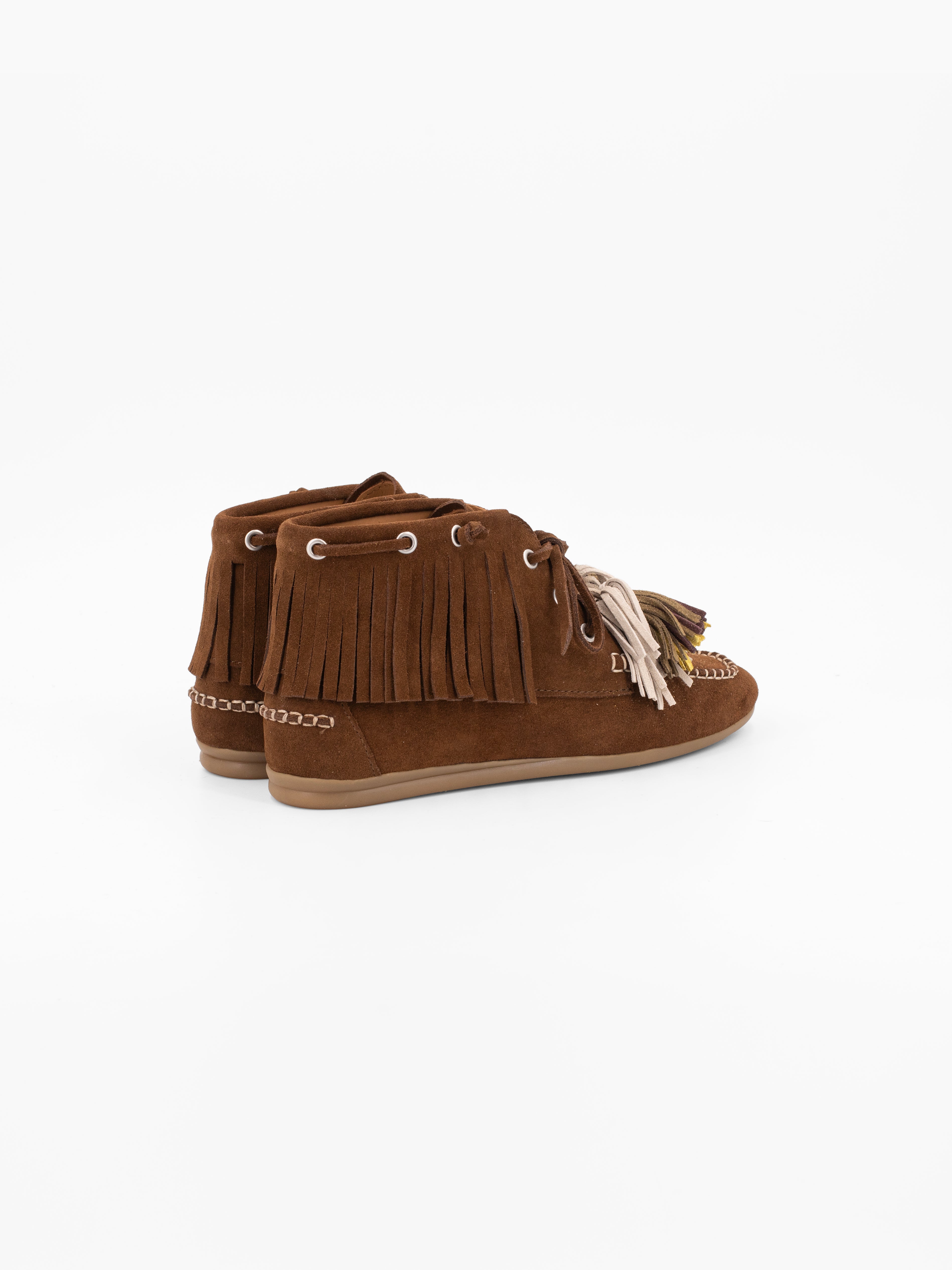 MAUSI FRINGE SUEDE ANKLE MOCCASIN
