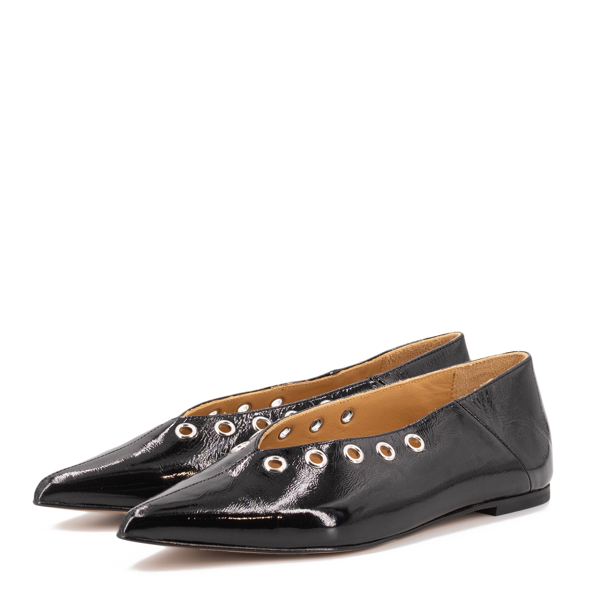 MIRANDA BLACK PATENT BALLERINAS