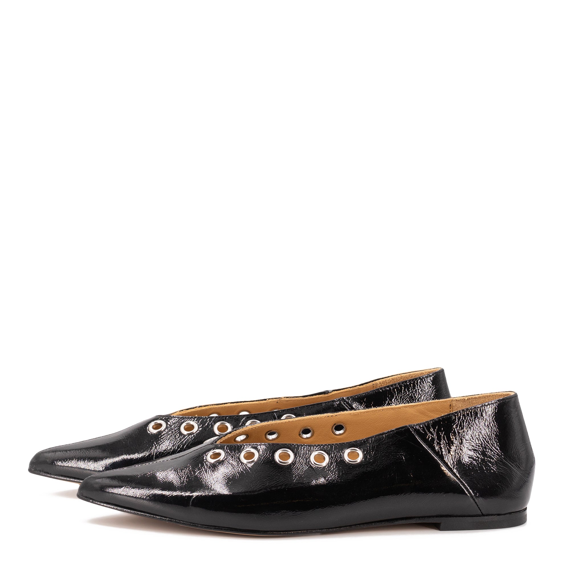 MIRANDA BLACK PATENT BALLERINAS