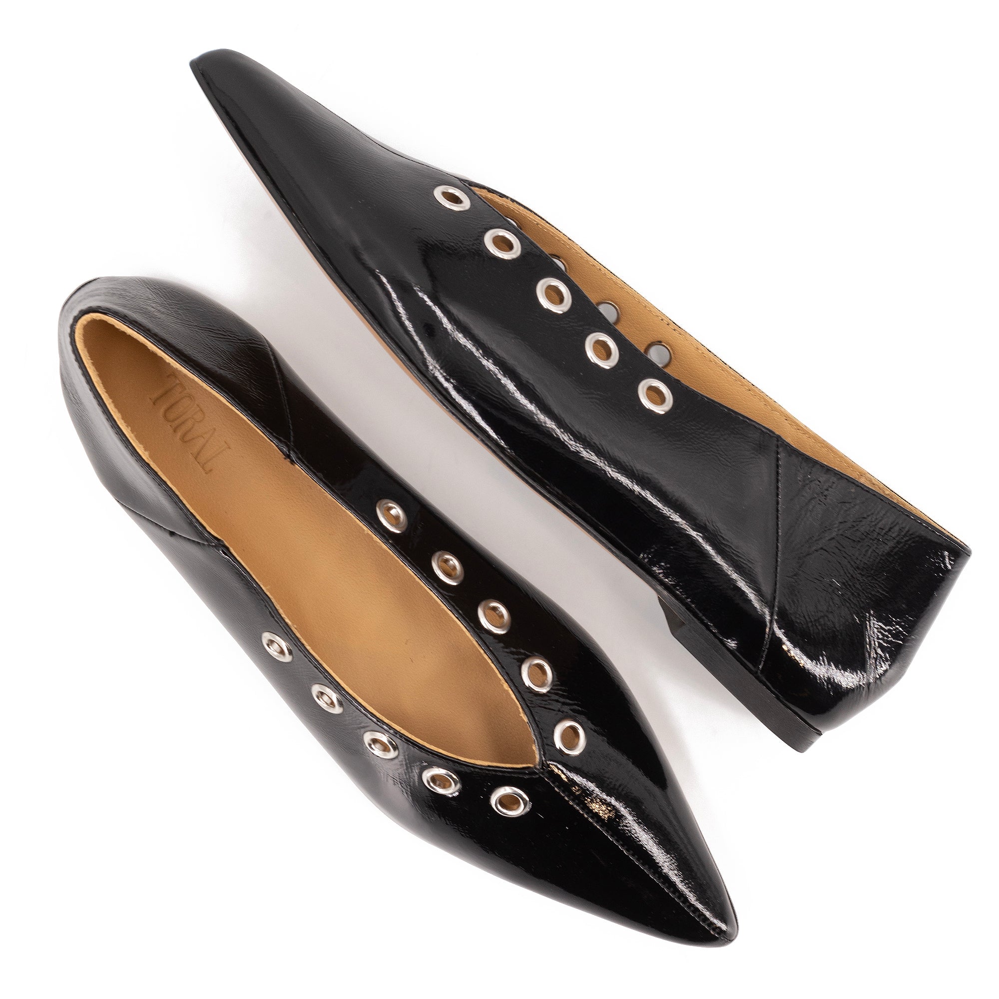 MIRANDA BLACK PATENT BALLERINAS