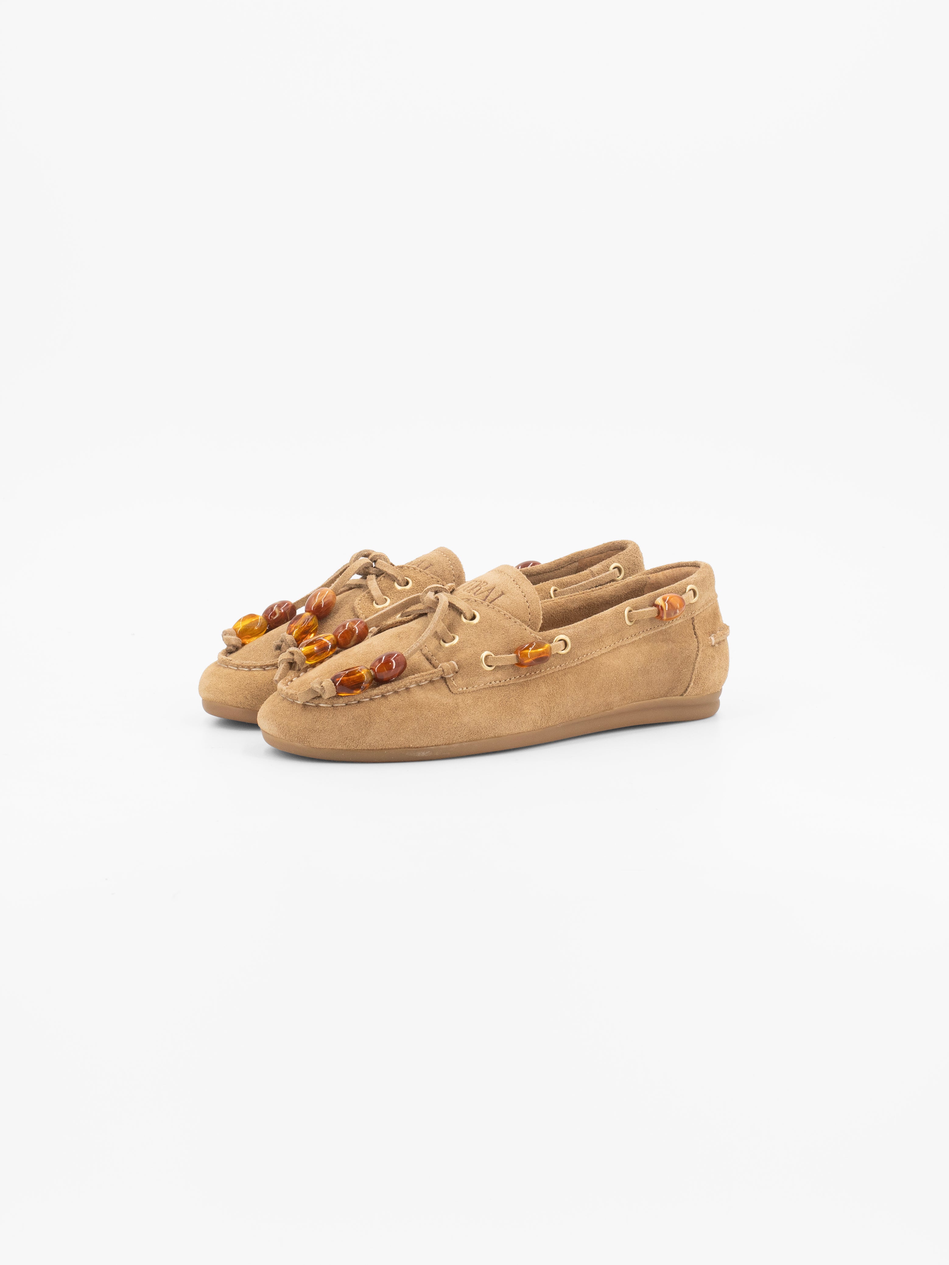 NAHUA SUEDE MOCCASIN WITH AMBER DETAILS
