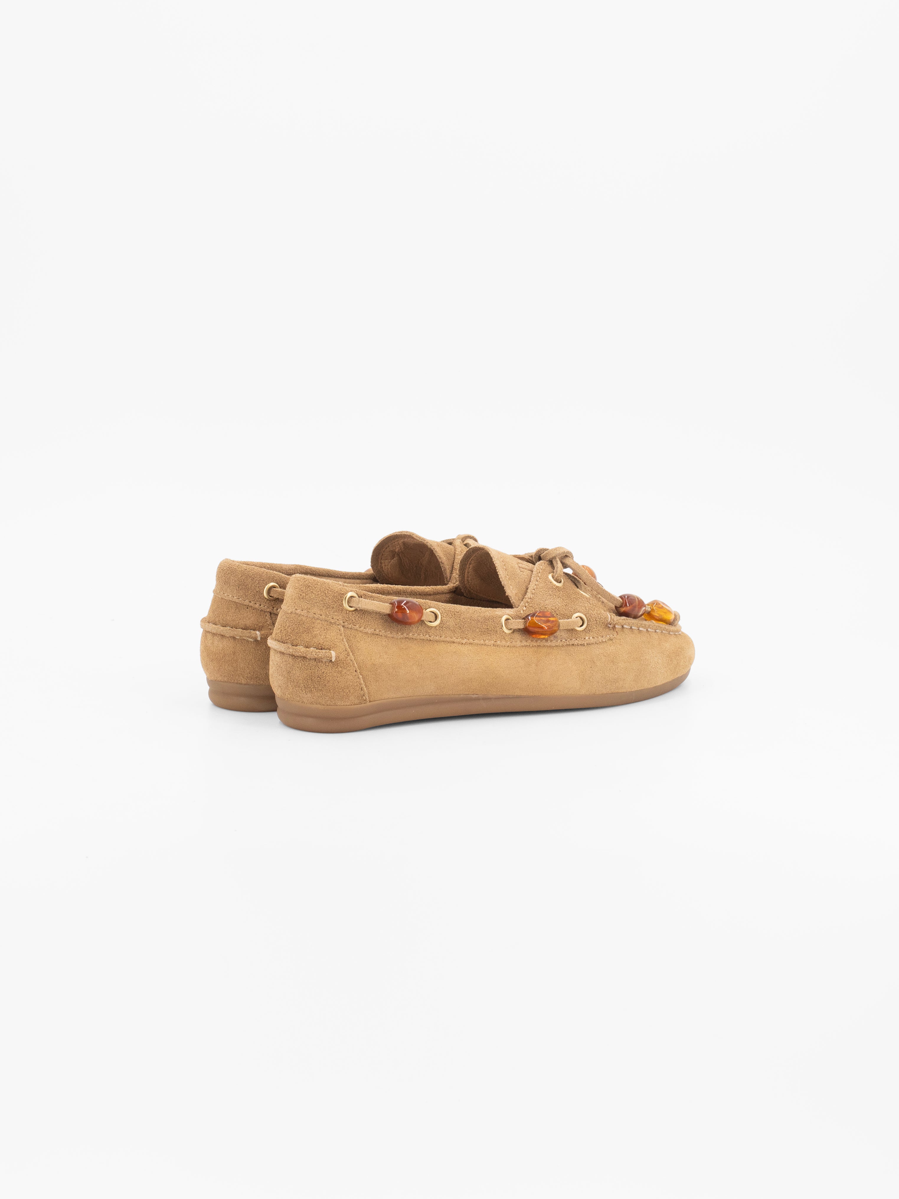 NAHUA SUEDE MOCCASIN WITH AMBER DETAILS