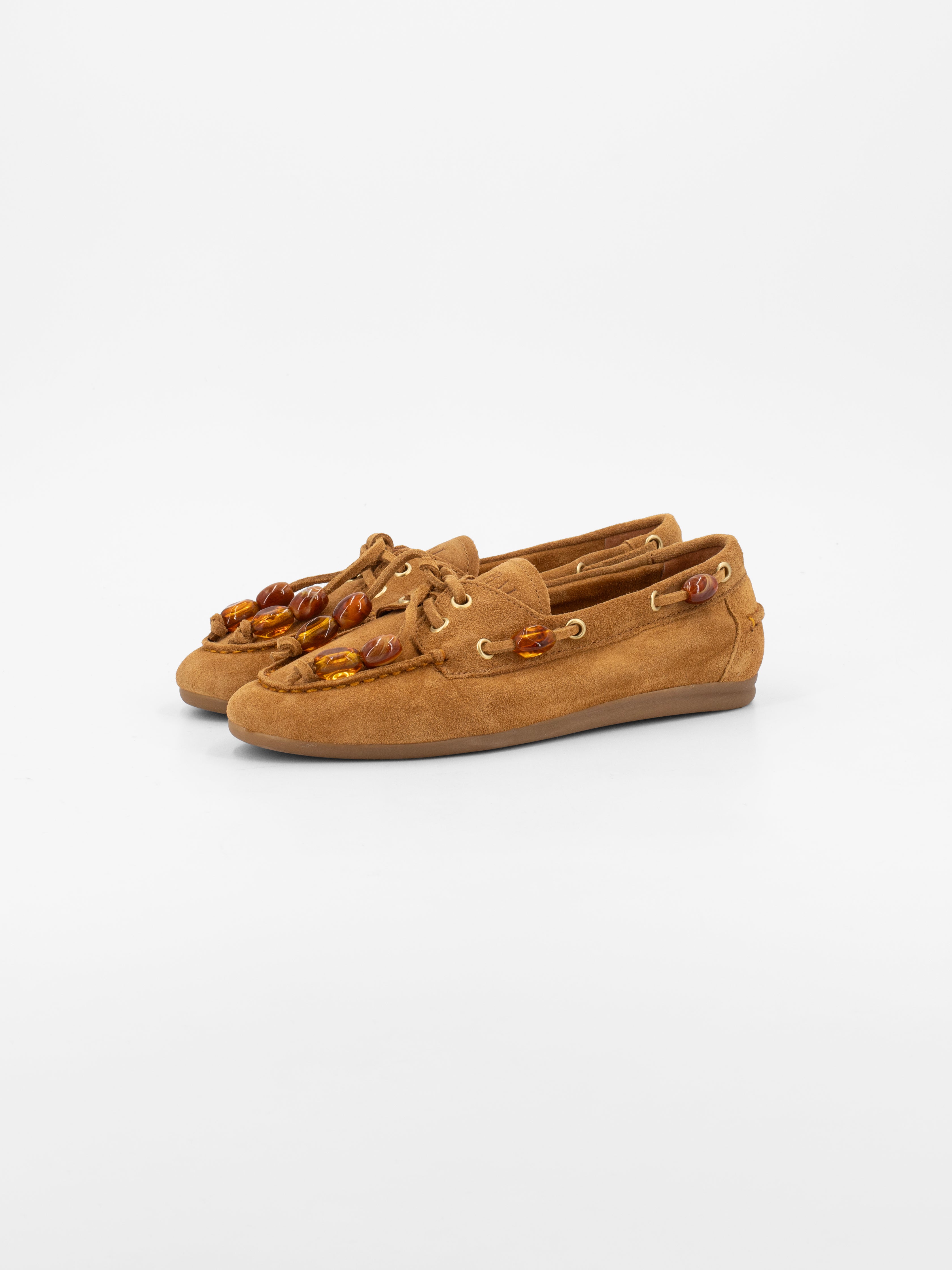 NAHUA SUEDE MOCCASIN WITH AMBER DETAILS