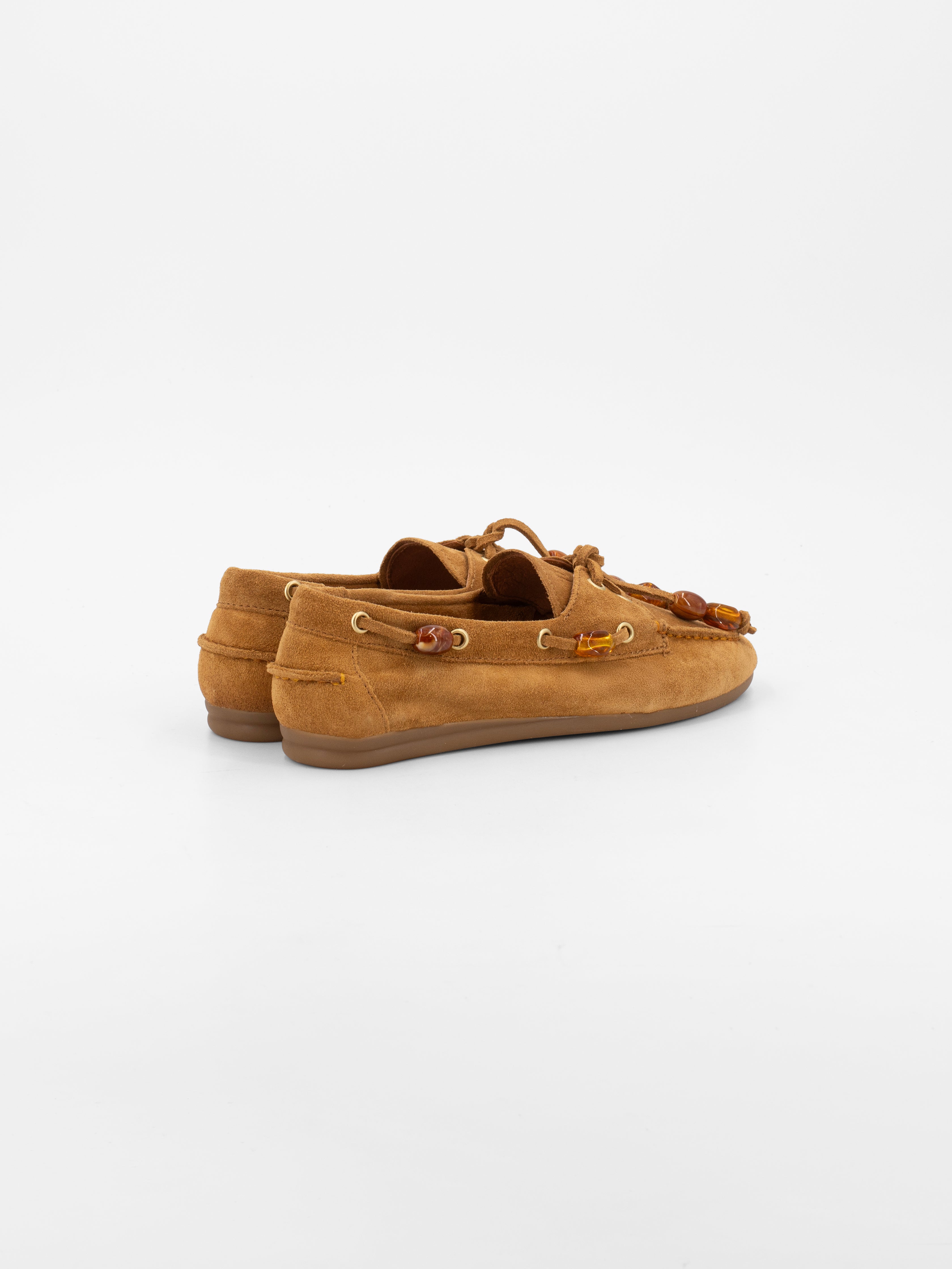 NAHUA SUEDE MOCCASIN WITH AMBER DETAILS