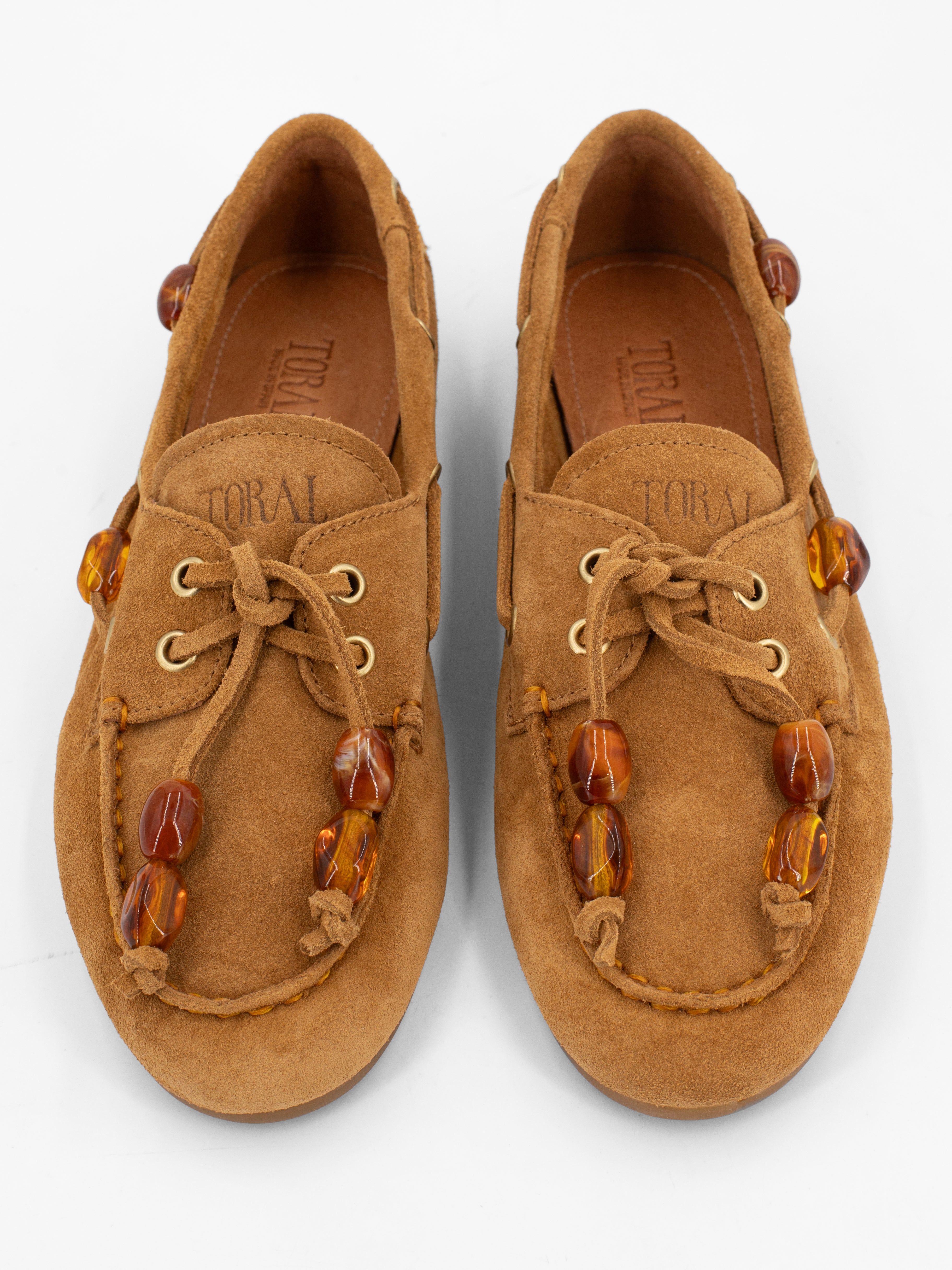 NAHUA SUEDE MOCCASIN WITH AMBER DETAILS