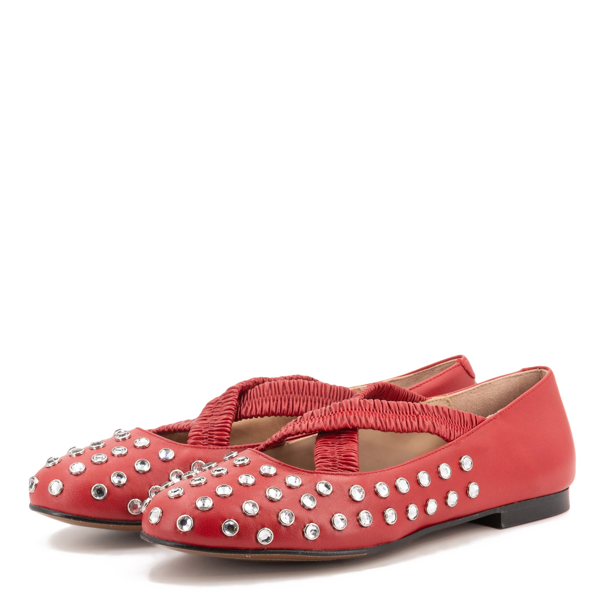 SILVIE  CRYSTALS RED BALLERINAS