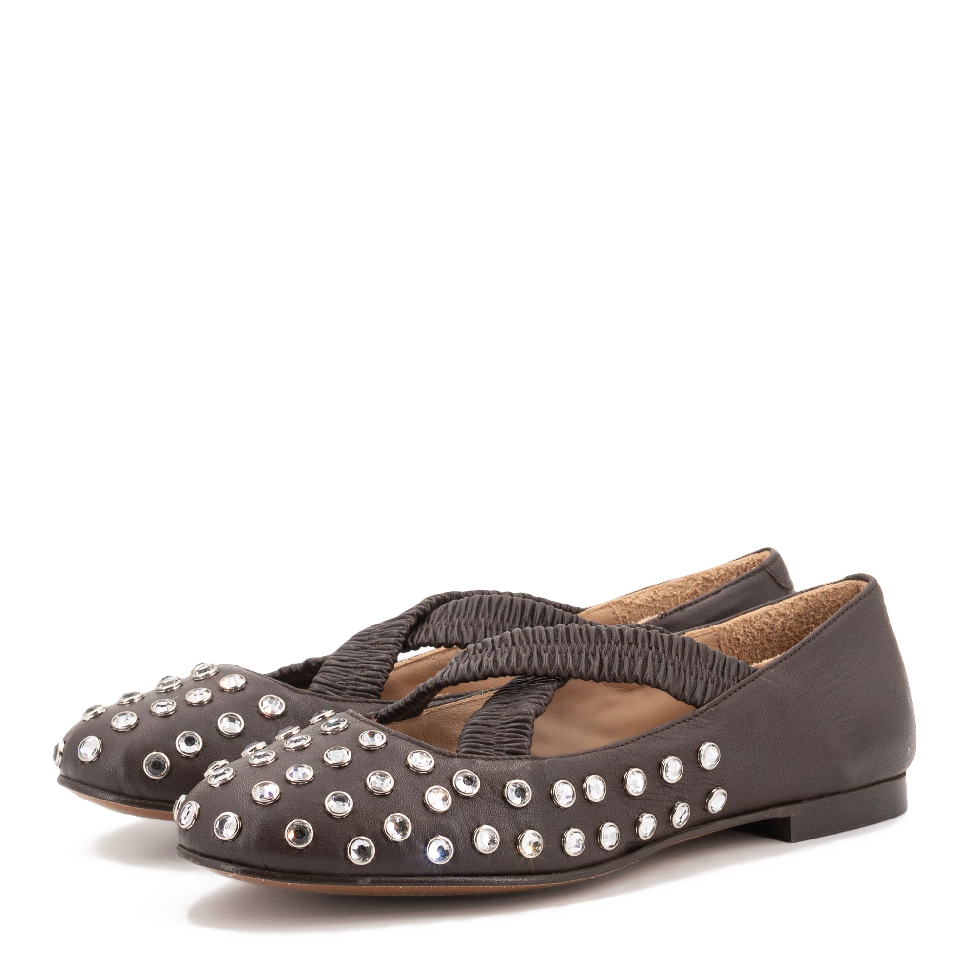 SILVIE  CRYSTALS BROWN BALLERINAS