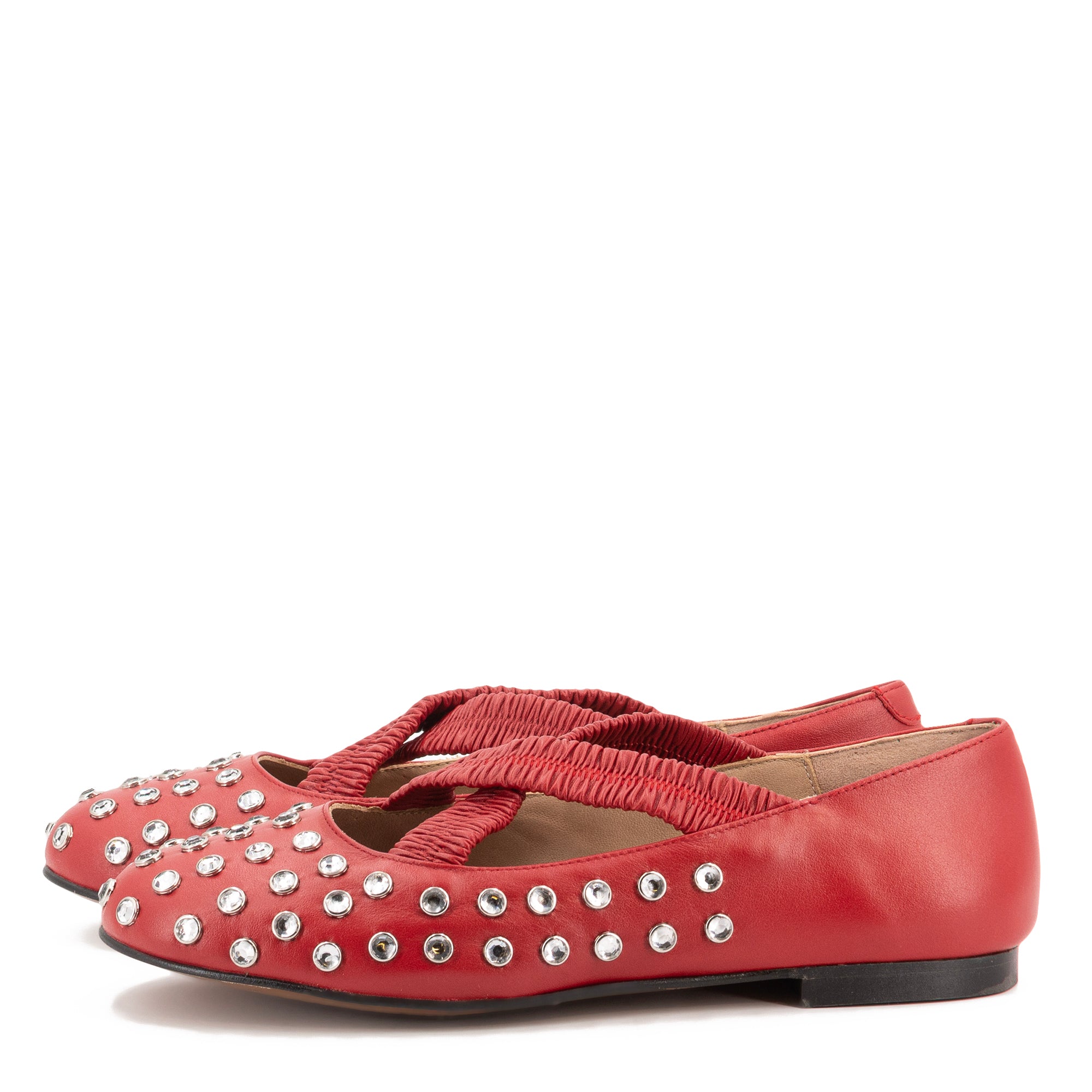 SILVIE  CRYSTALS RED BALLERINAS