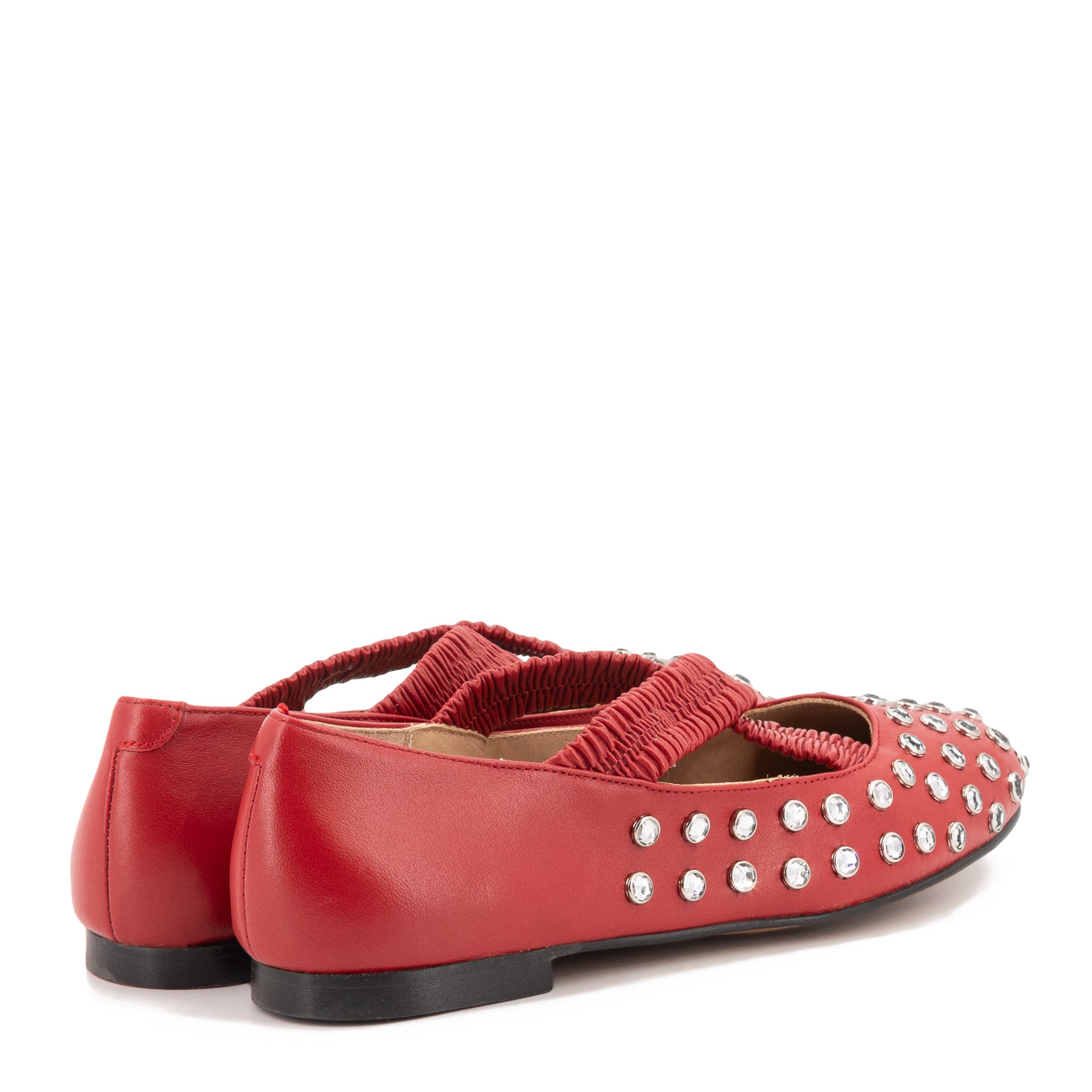 SILVIE  CRYSTALS RED BALLERINAS