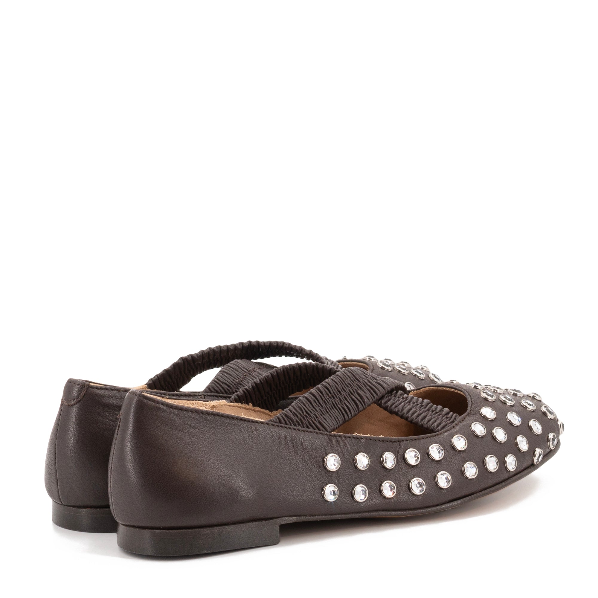 SILVIE  CRYSTALS BROWN BALLERINAS