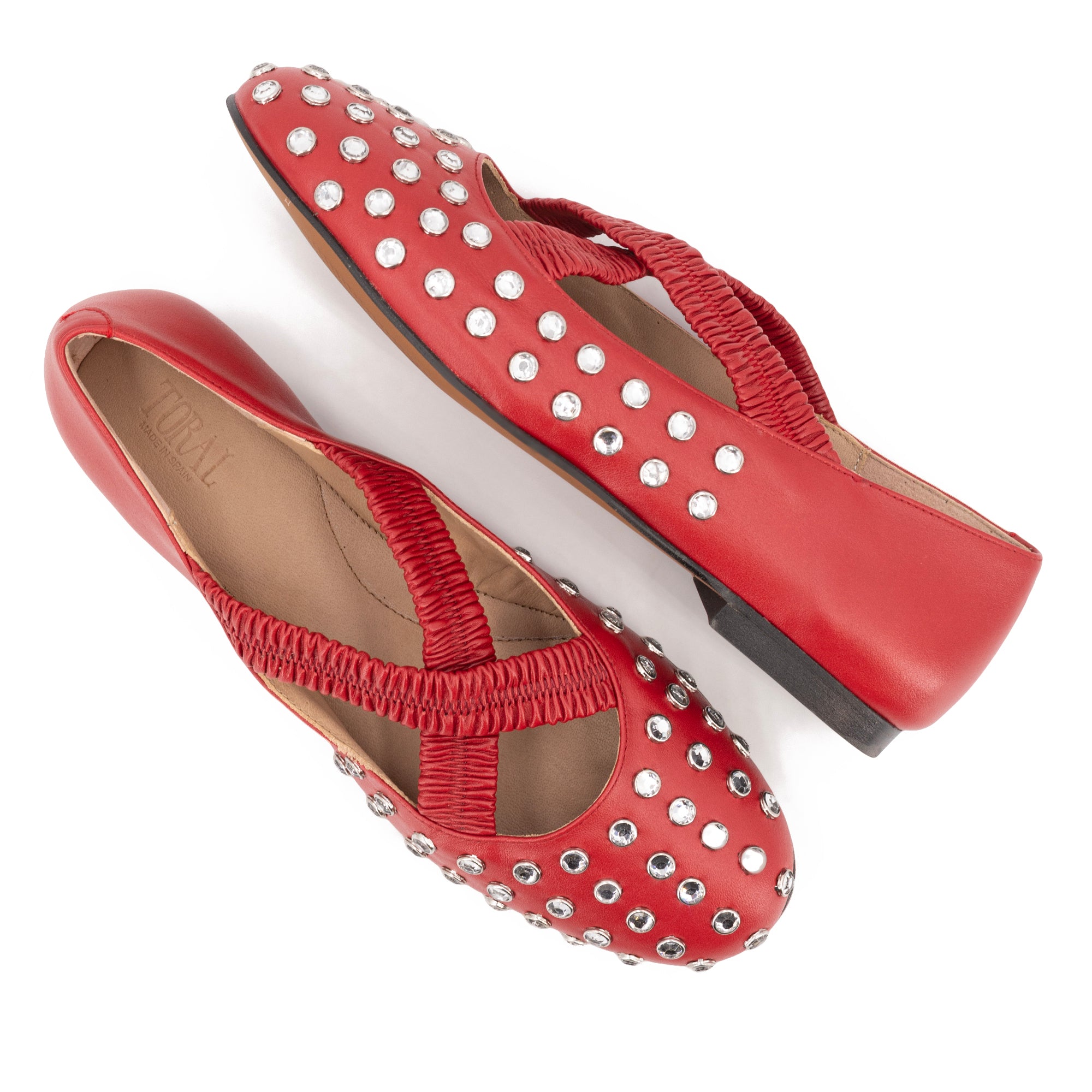 SILVIE  CRYSTALS RED BALLERINAS