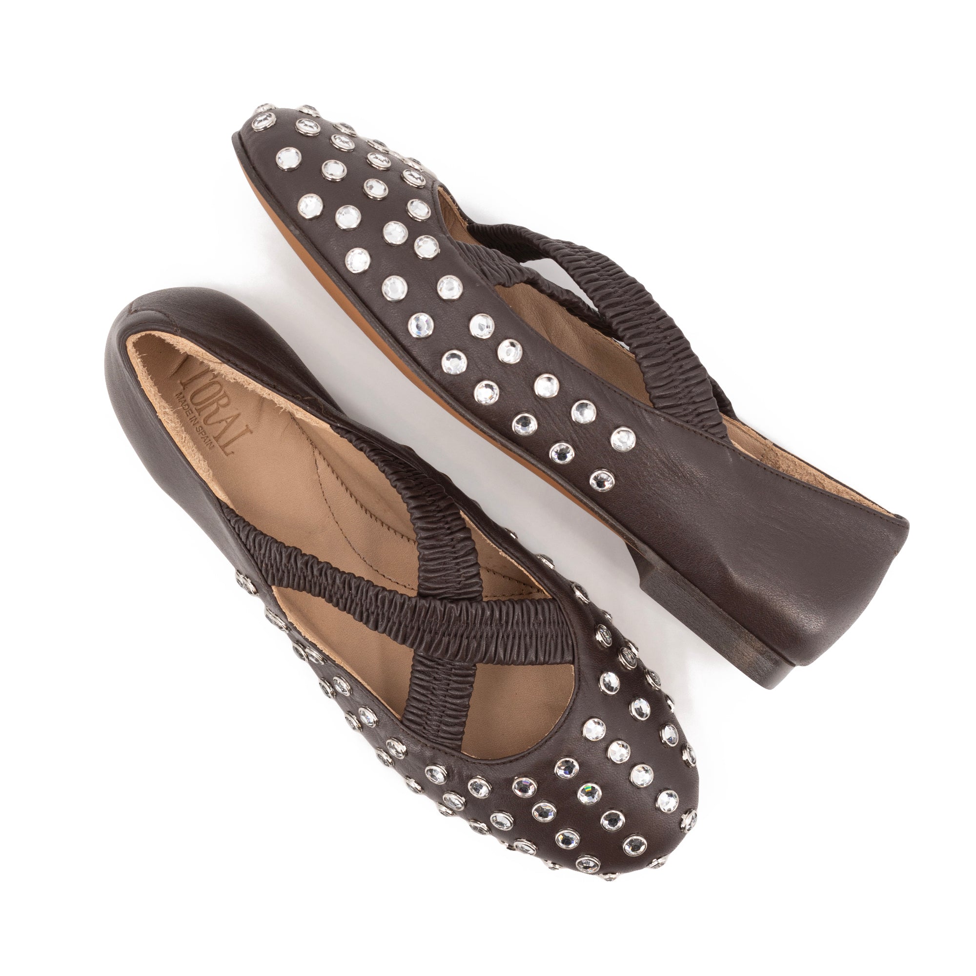 SILVIE  CRYSTALS BROWN BALLERINAS