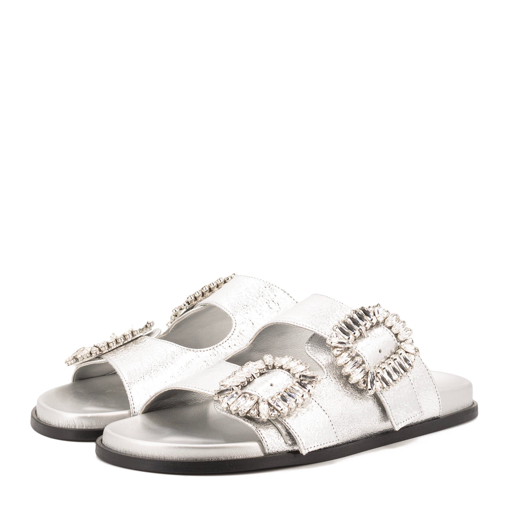 SILVER LEATHER SANDALS