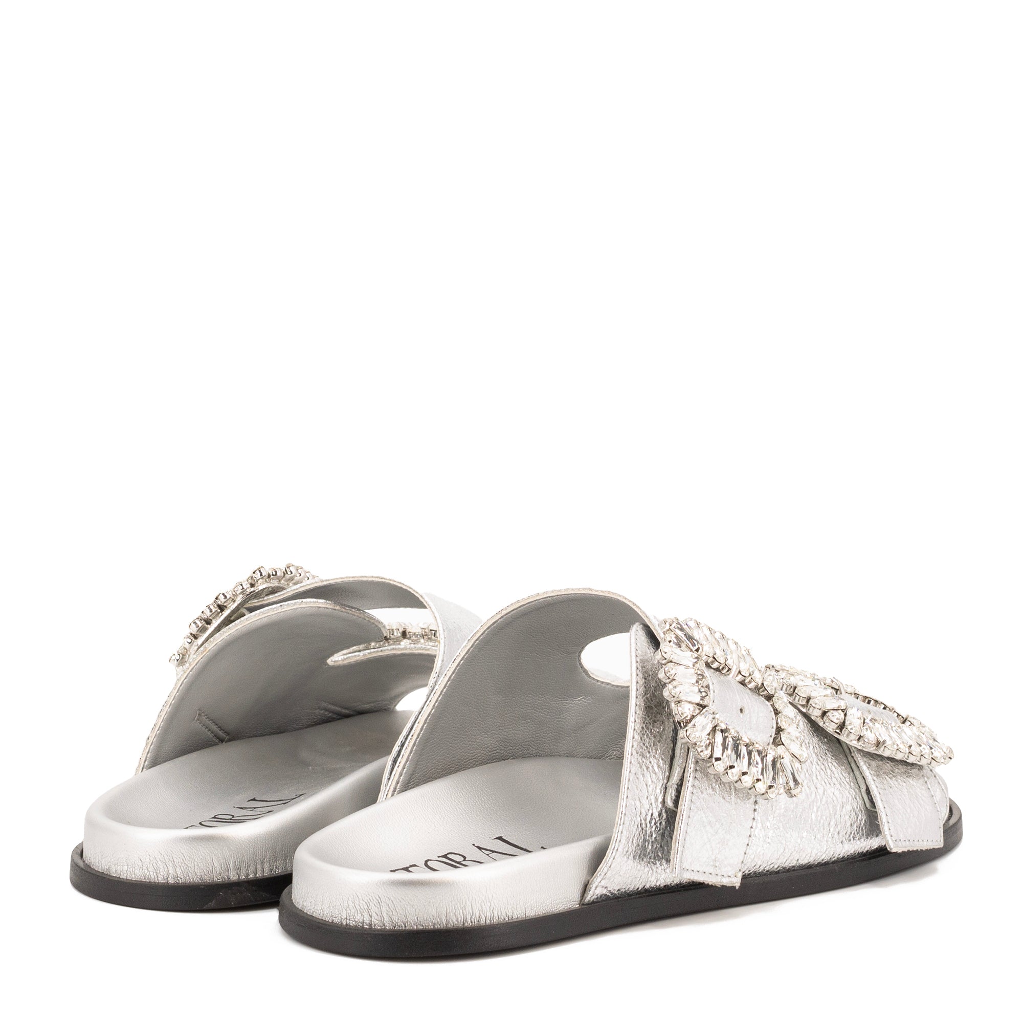 SILVER LEATHER SANDALS