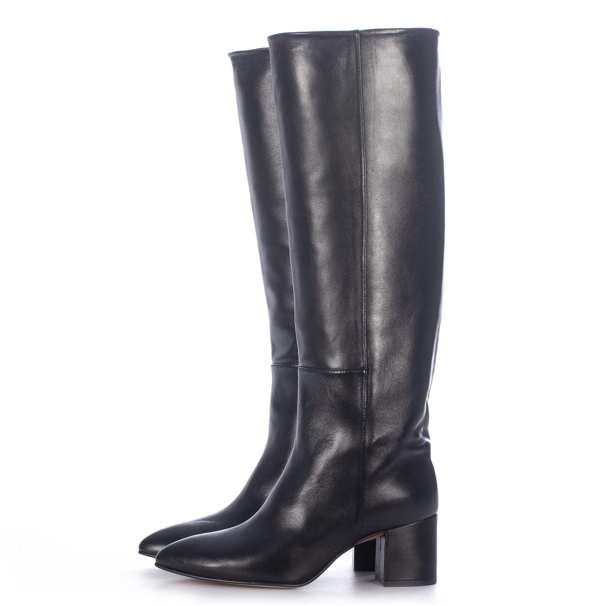 BLACK LEATHER TALL BOOTS