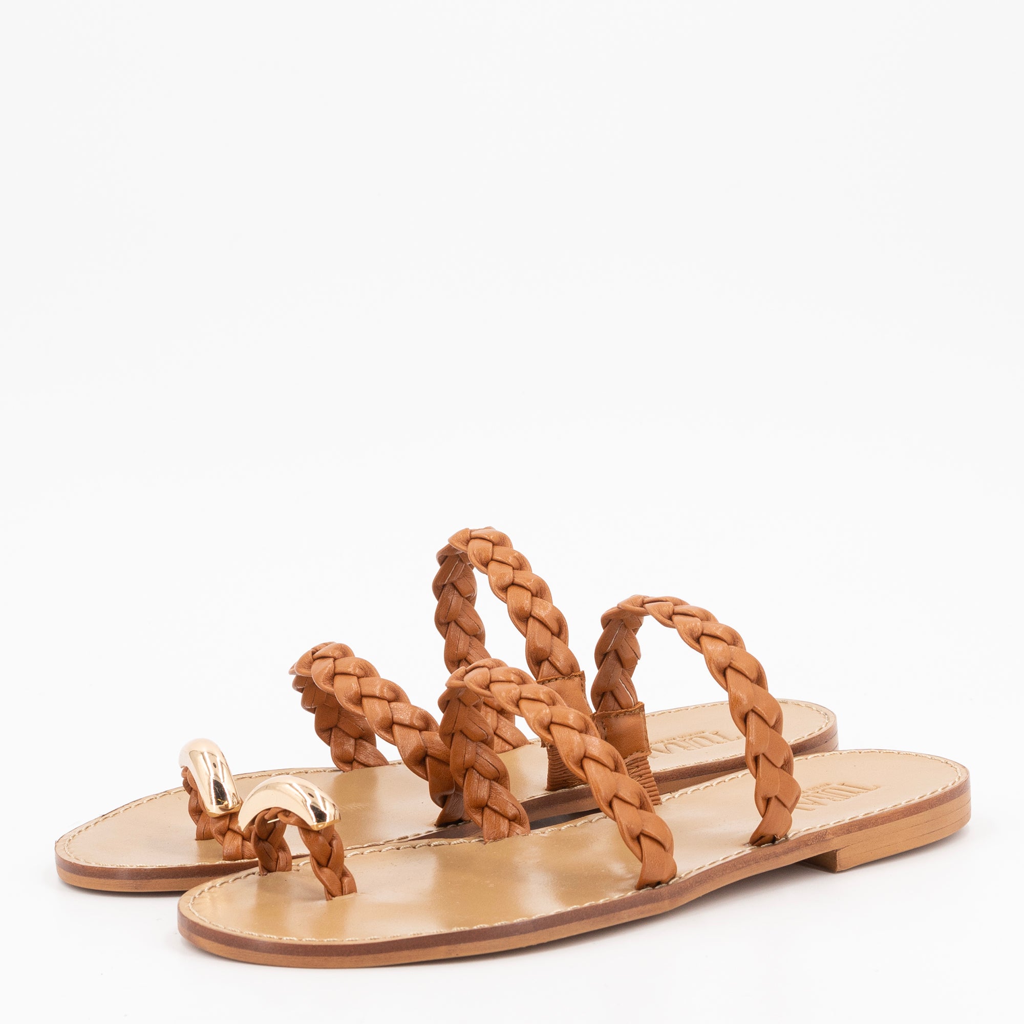 CRETA BRAIDED LEATHER SANDALS