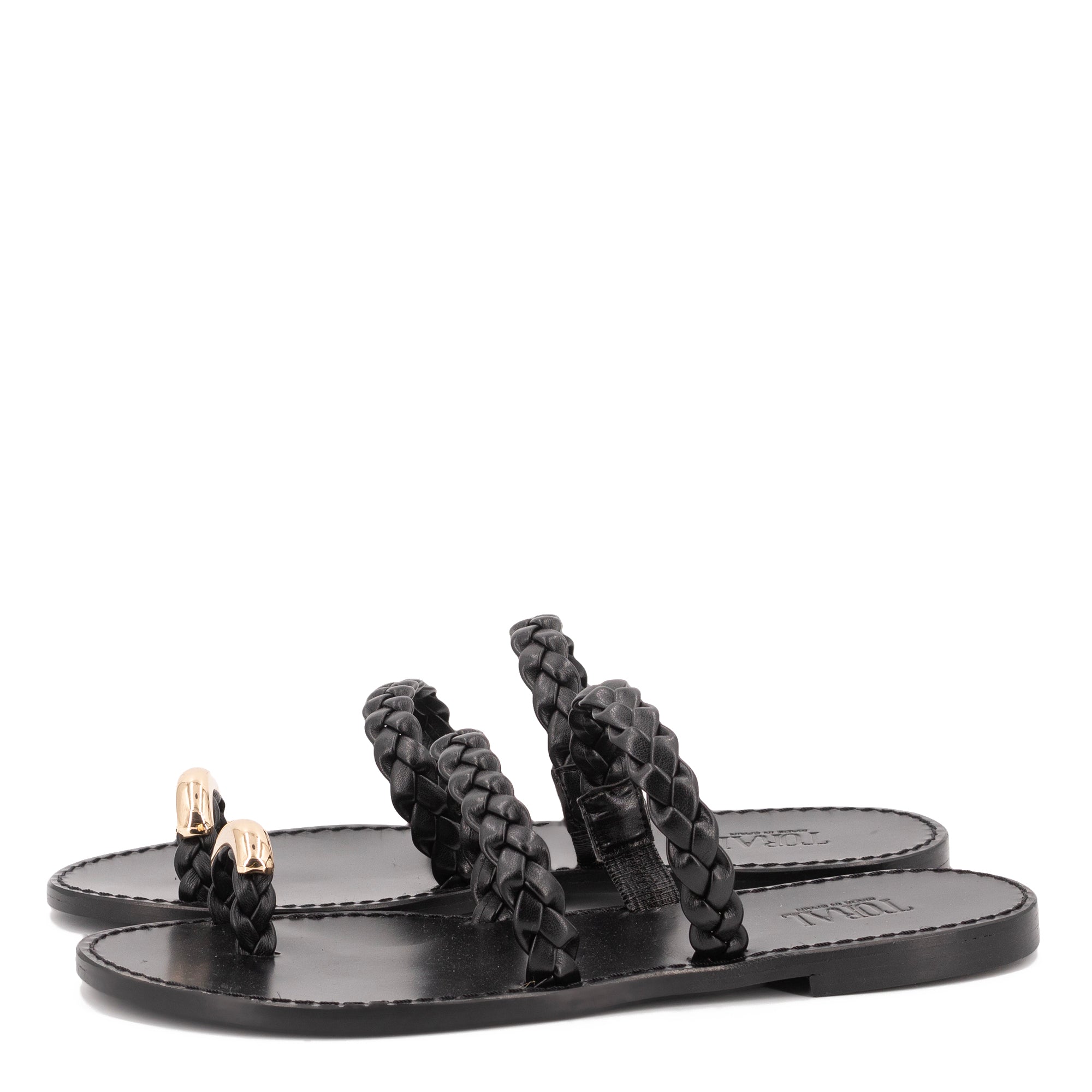 CRETA BRAIDED LEATHER SANDALS