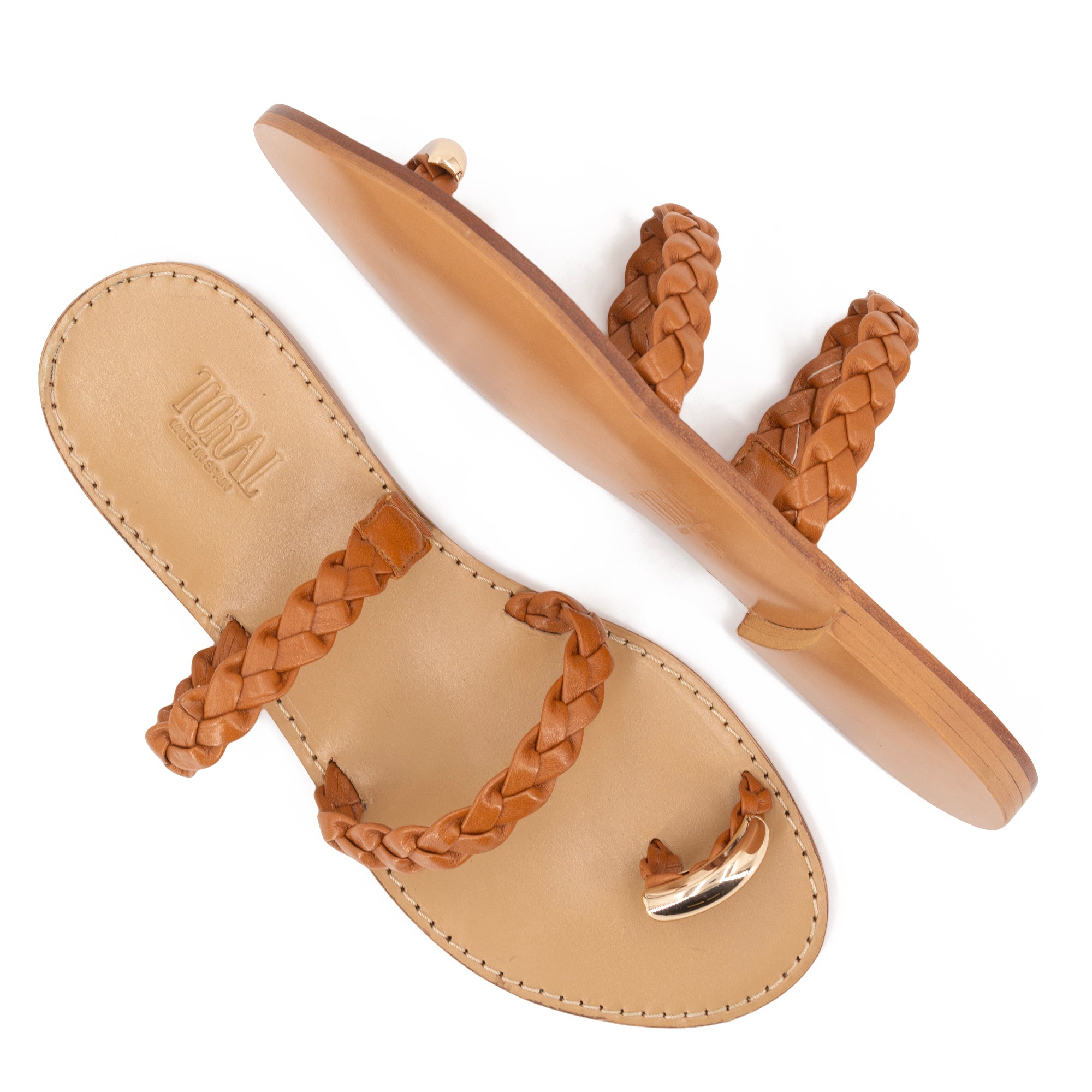 CRETA BRAIDED LEATHER SANDALS