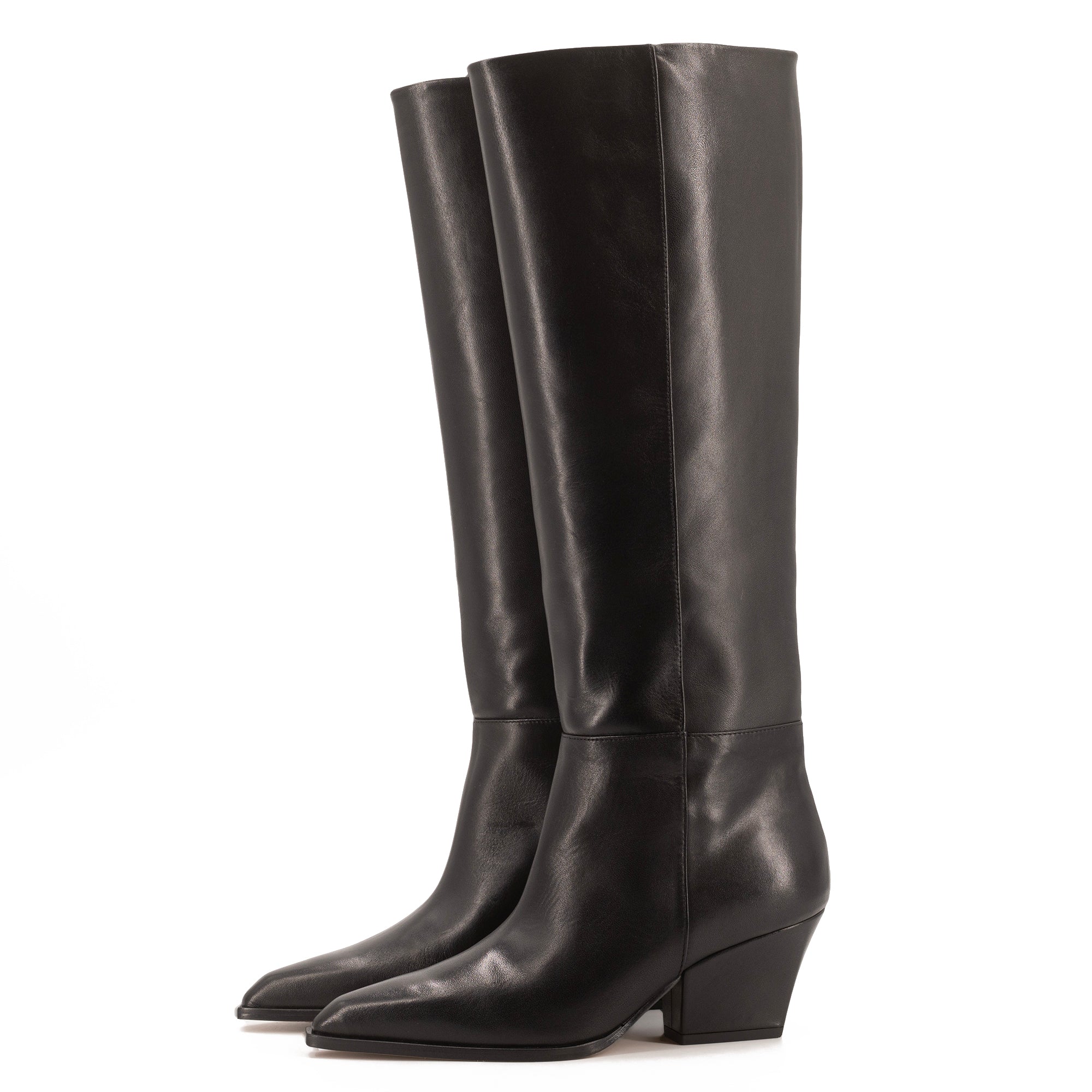 DAKOTA BLACK LEATHER KNEE-HIGH BOOTS