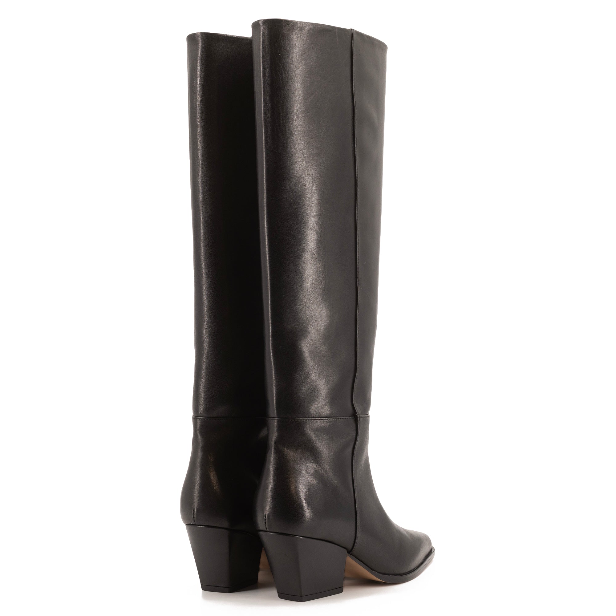 DAKOTA BLACK LEATHER KNEE-HIGH BOOTS