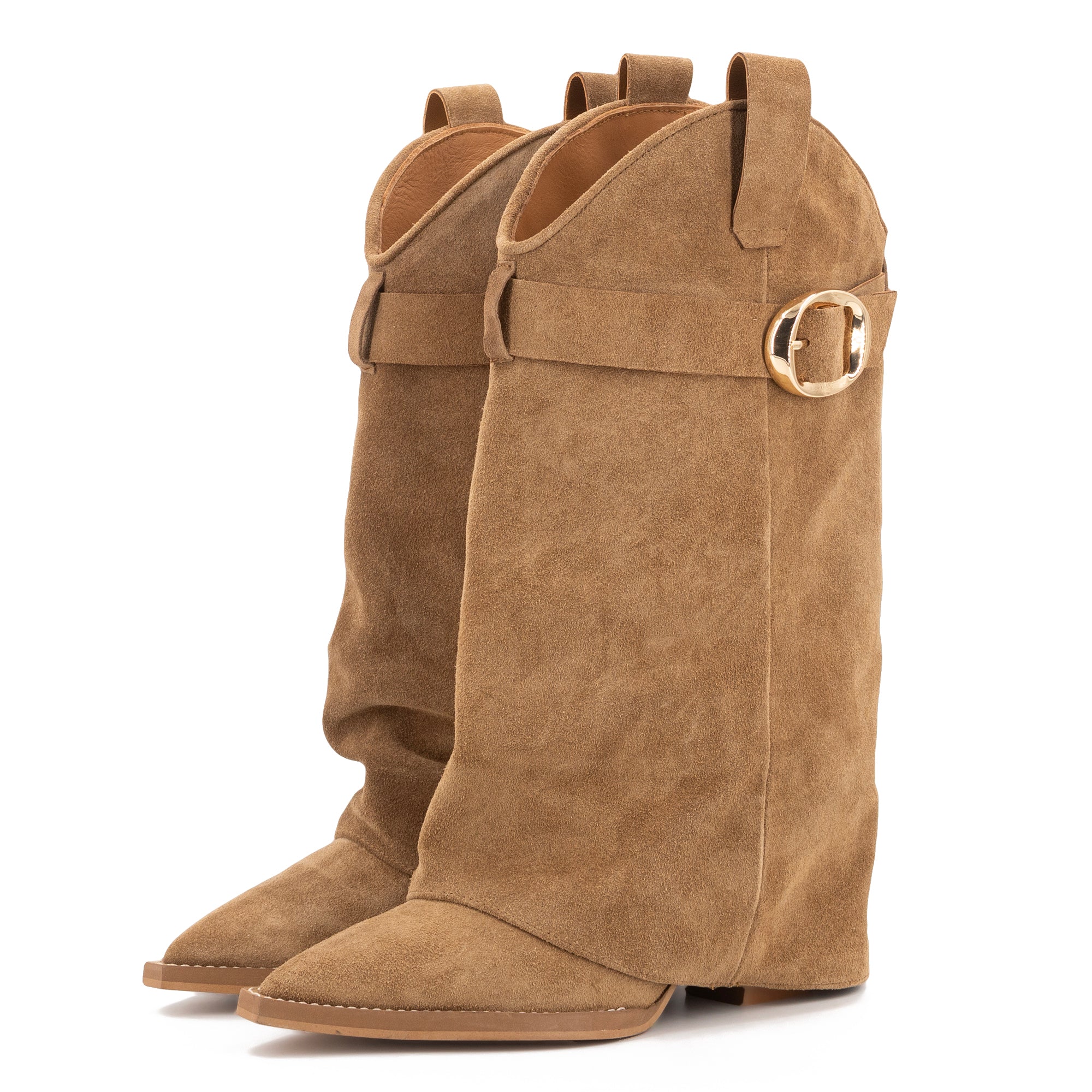 FOLK TAN SUEDE BUCKLE BOOTS