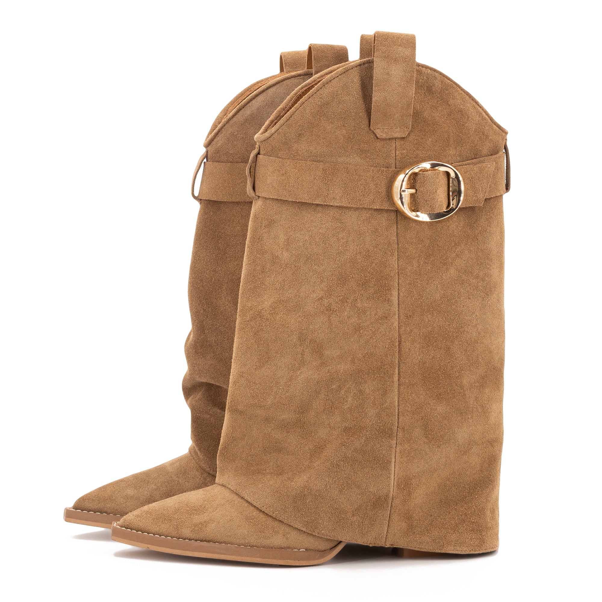 FOLK TAN SUEDE BUCKLE BOOTS