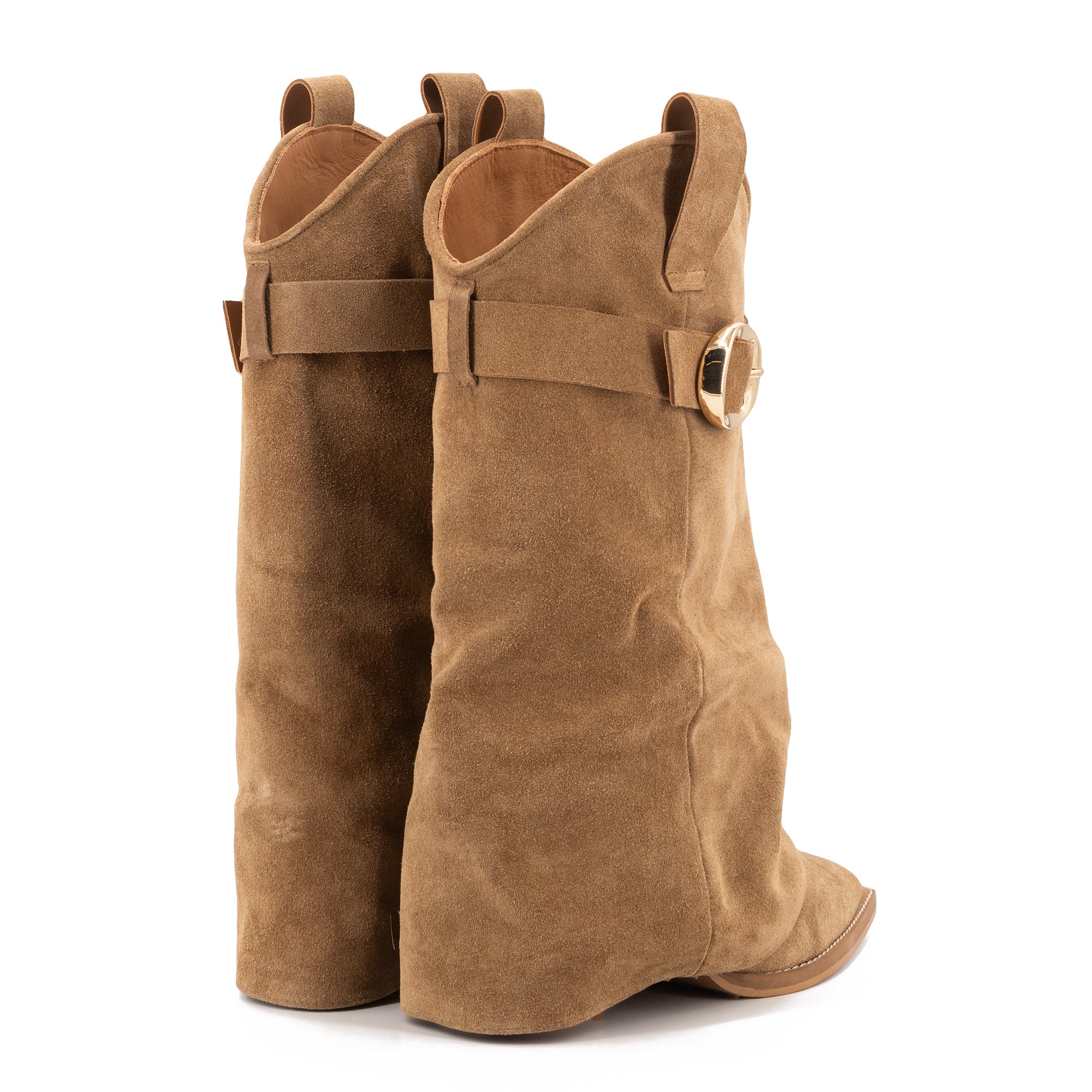 FOLK TAN SUEDE BUCKLE BOOTS