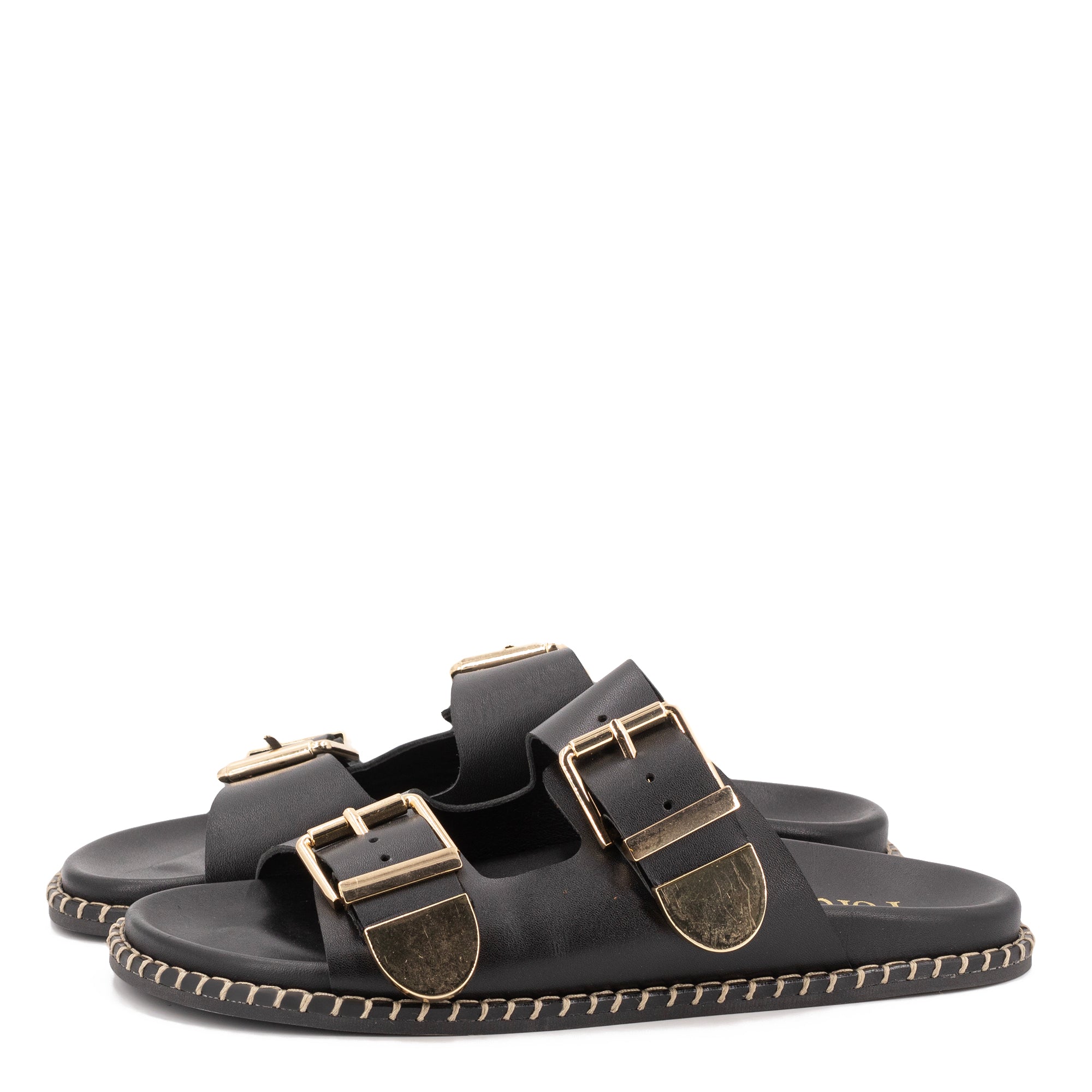 HIDRA BLACK LEATHER SANDALS