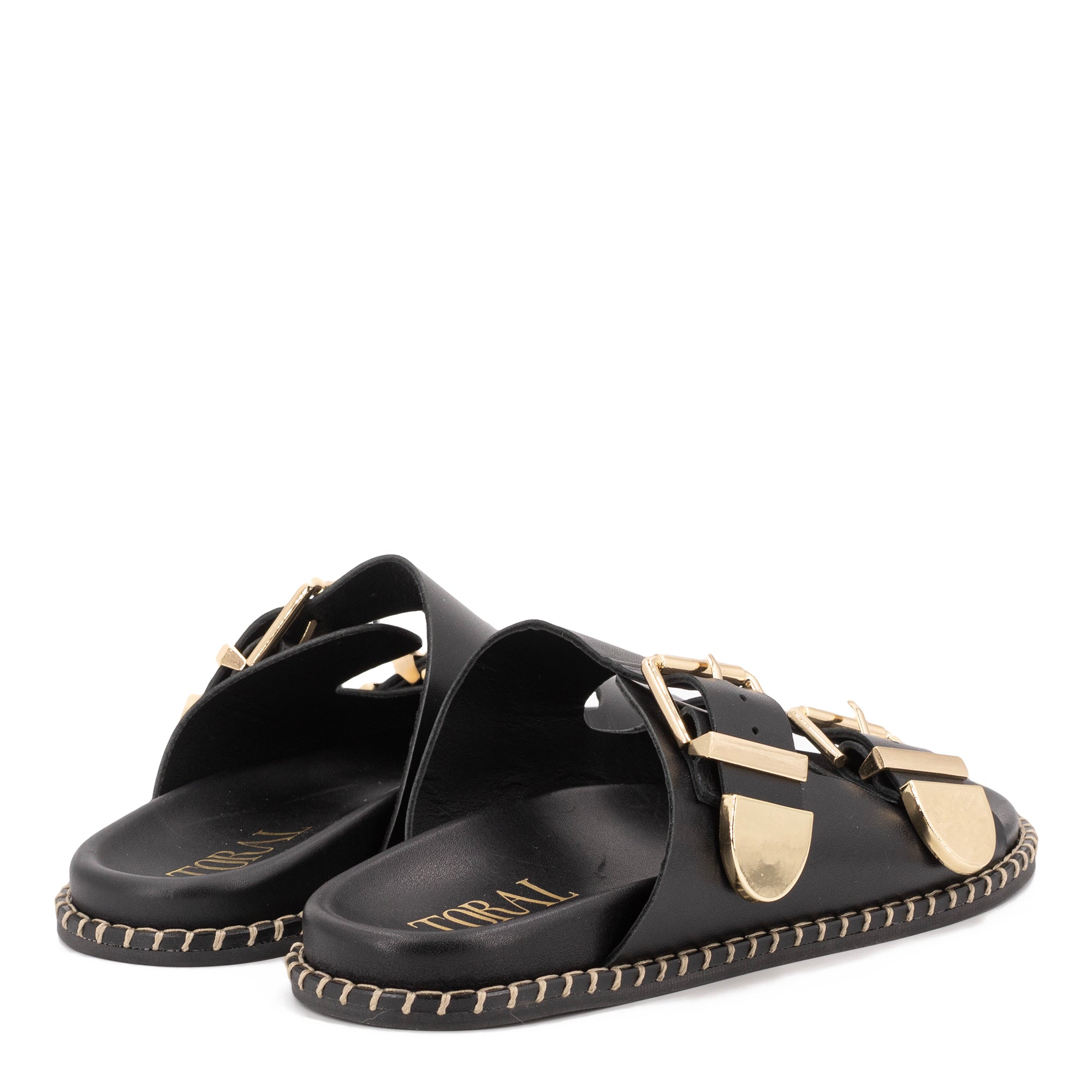 HIDRA BLACK LEATHER SANDALS