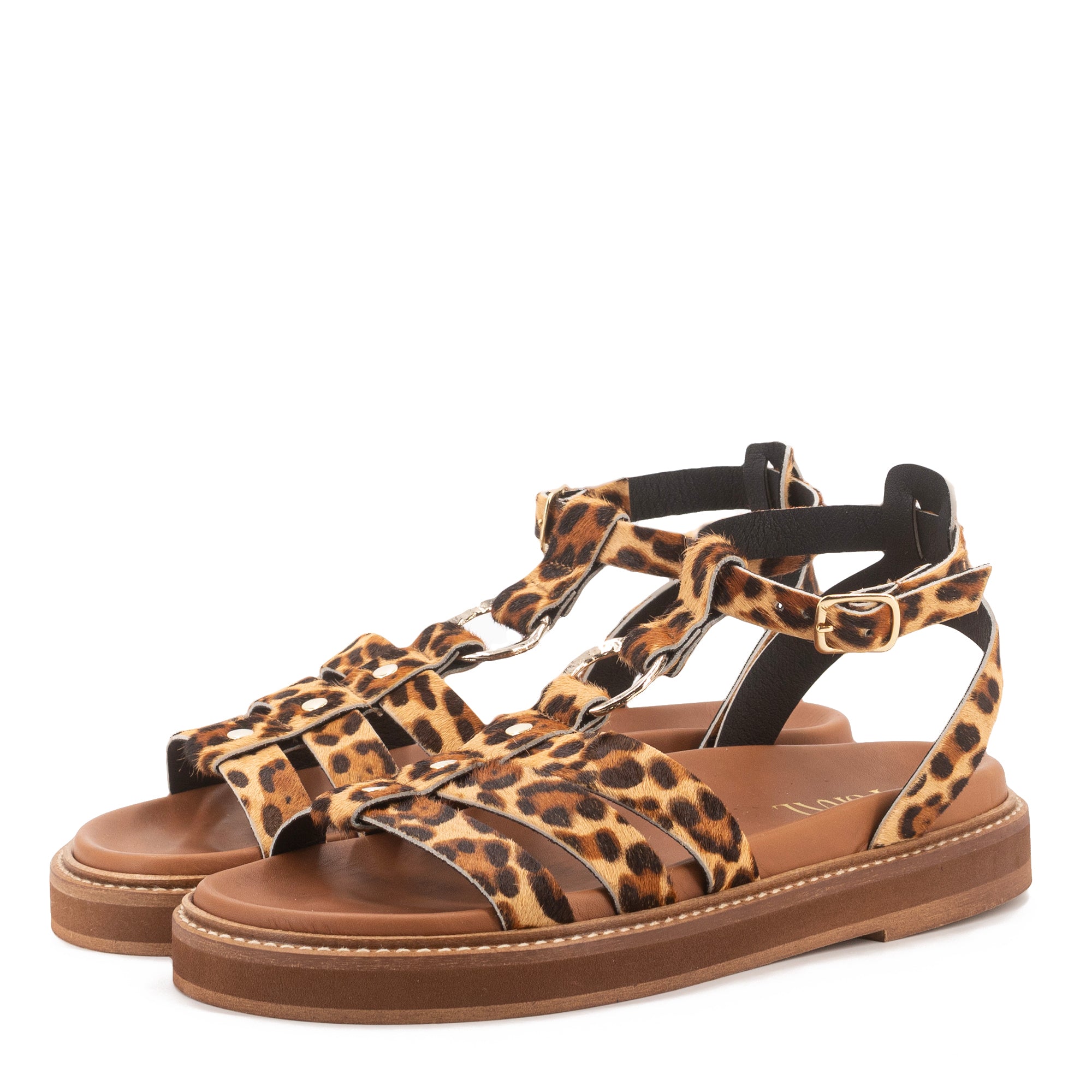 NAXOS LEOPARD PRINT SANDALS